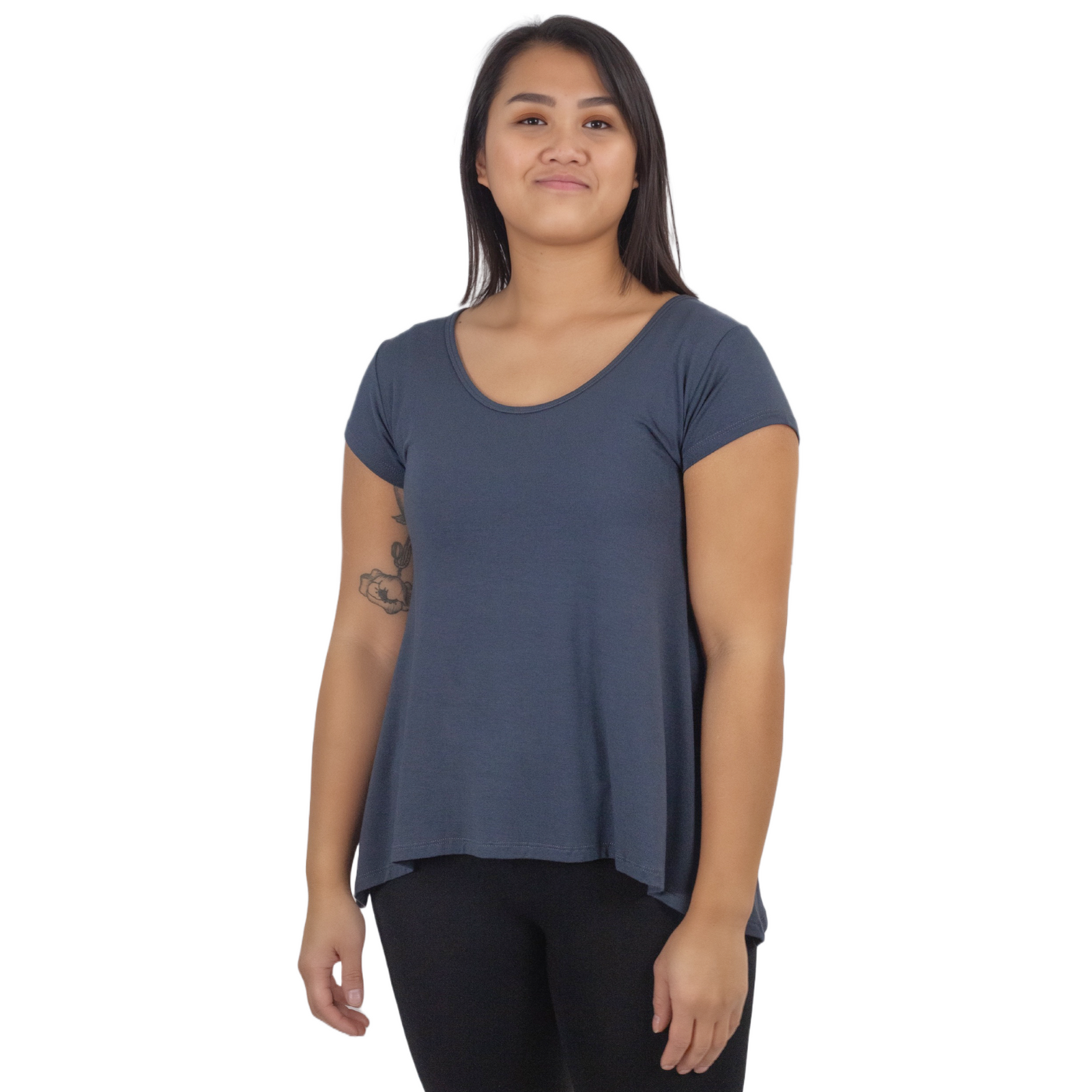 Classic Colors Cap Sleeve Button Back Rayon Top