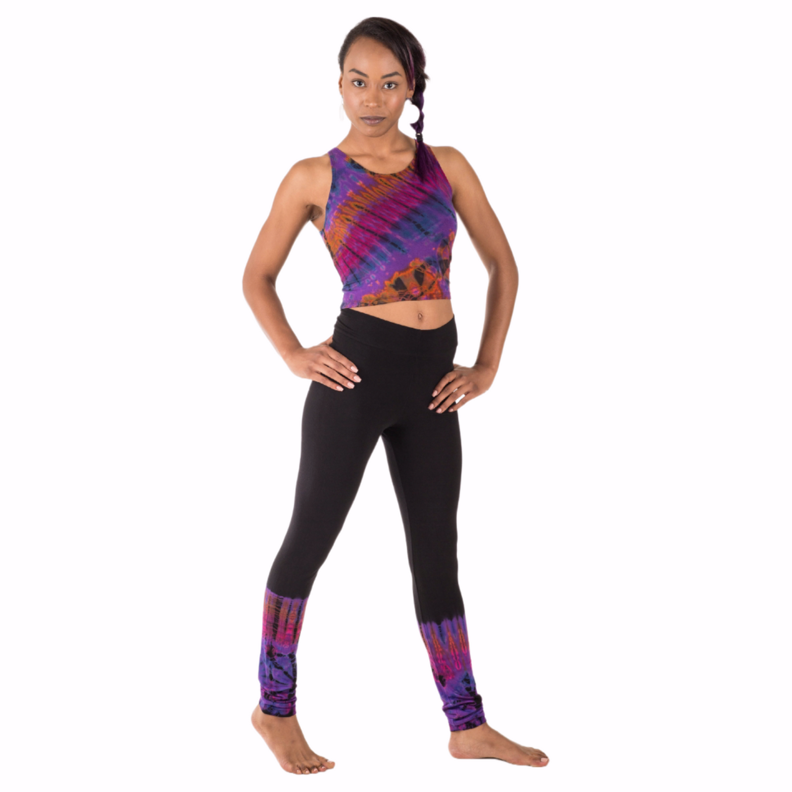 Tie-Dye High Neck Stretchy Rayon Crop Top