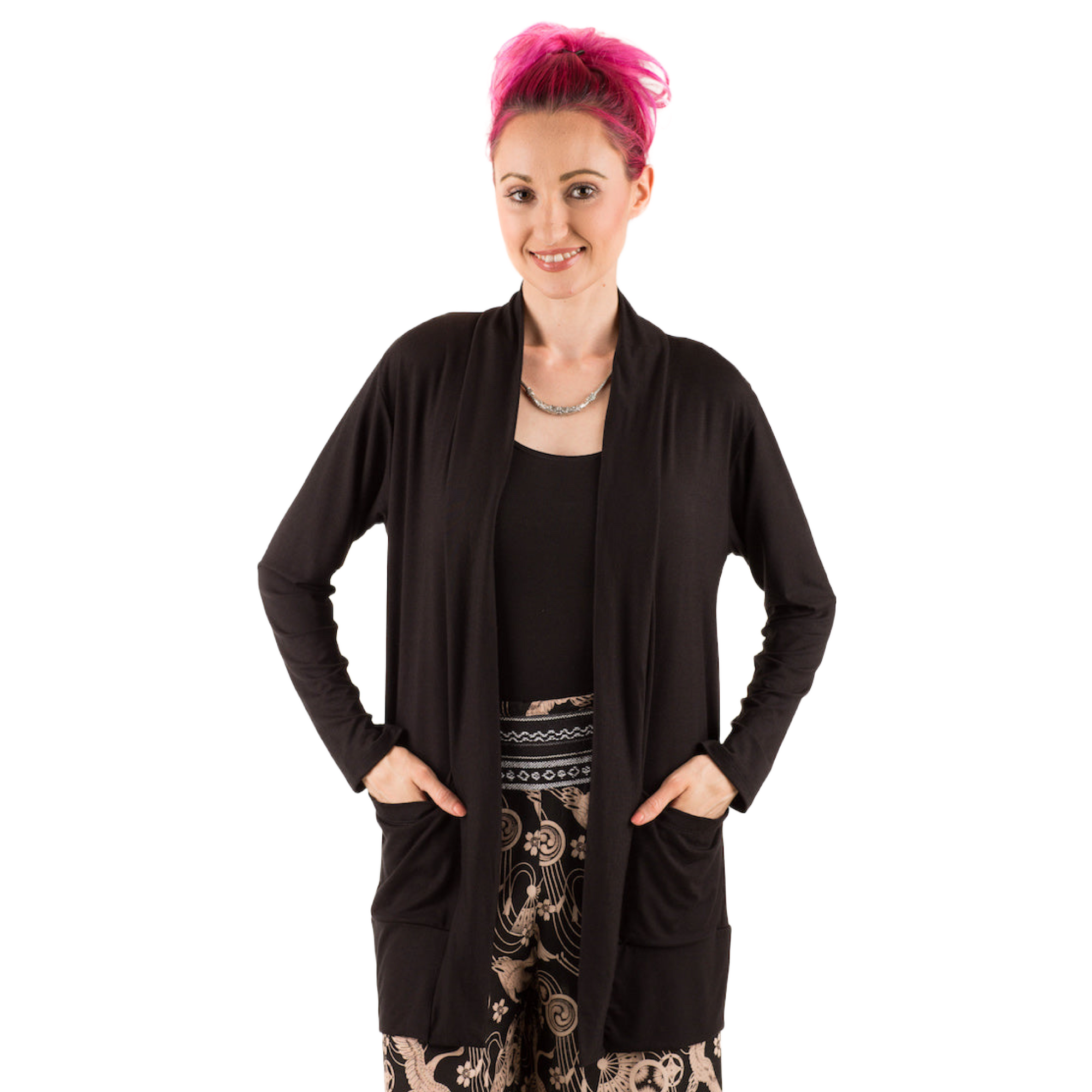 The Pocket Cardigan | Lightweight Open Front Stretchy Rayon Cardigan