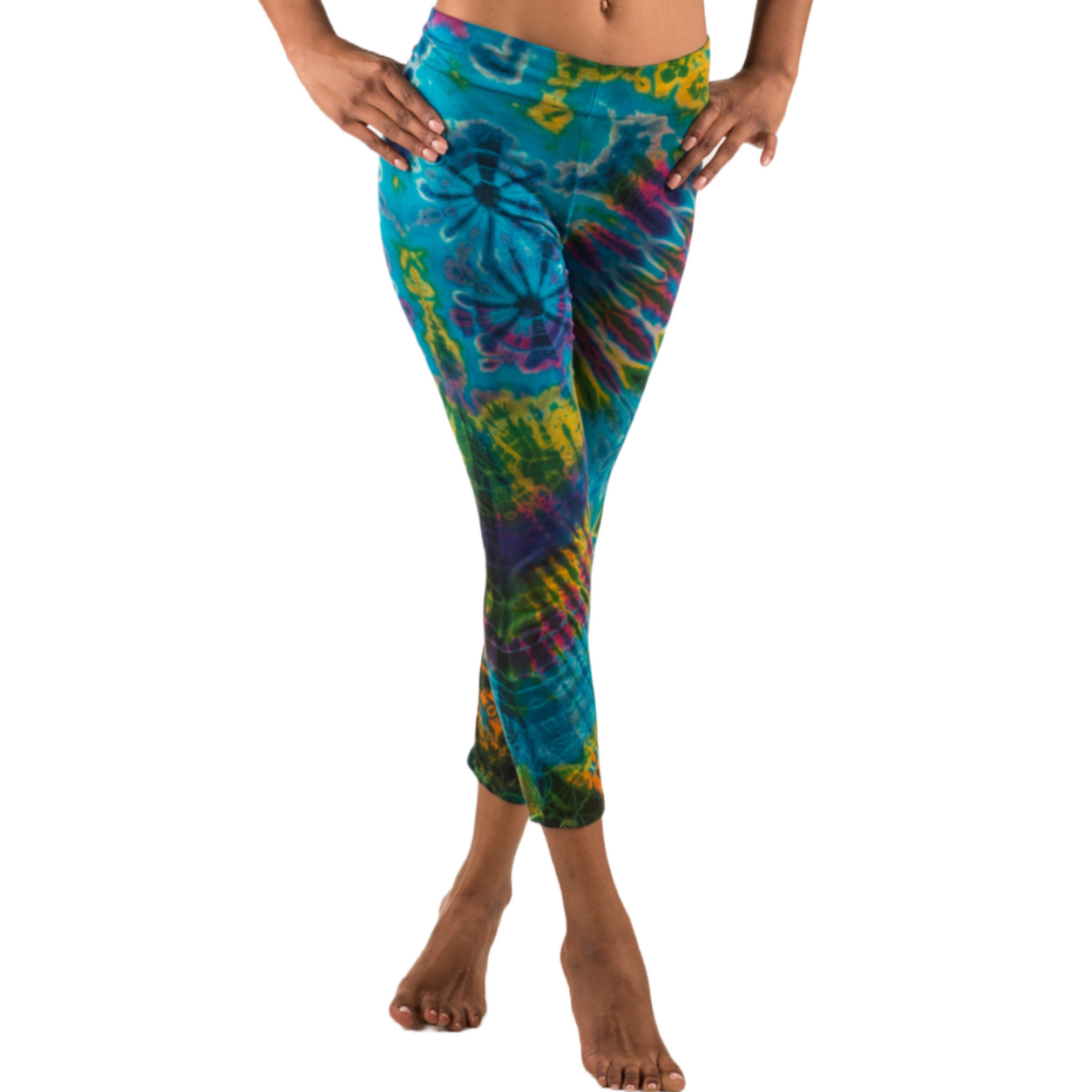 Full Tie-Dye Capri Length Rayon Leggings