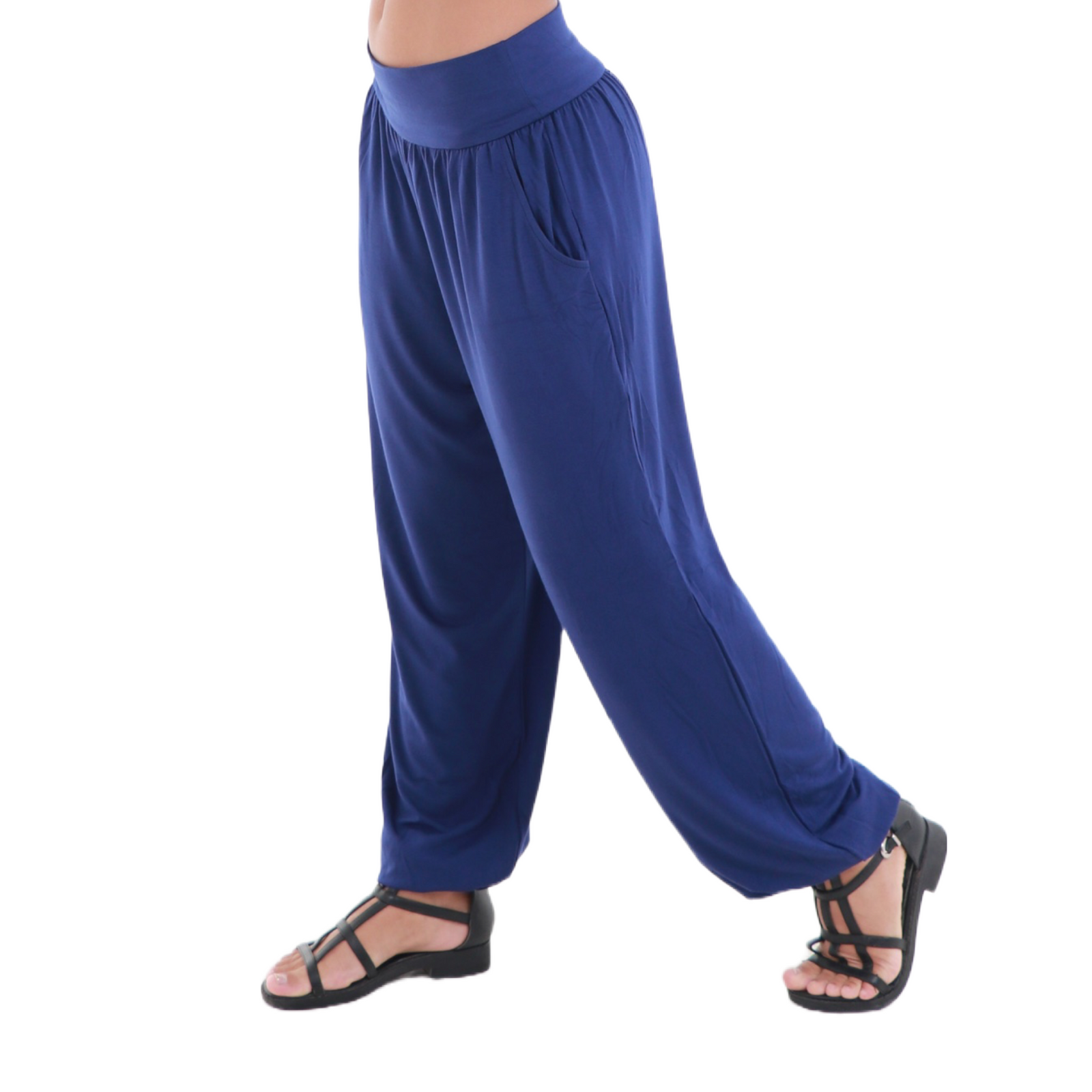 fair trade rayon harem pants in denim blue