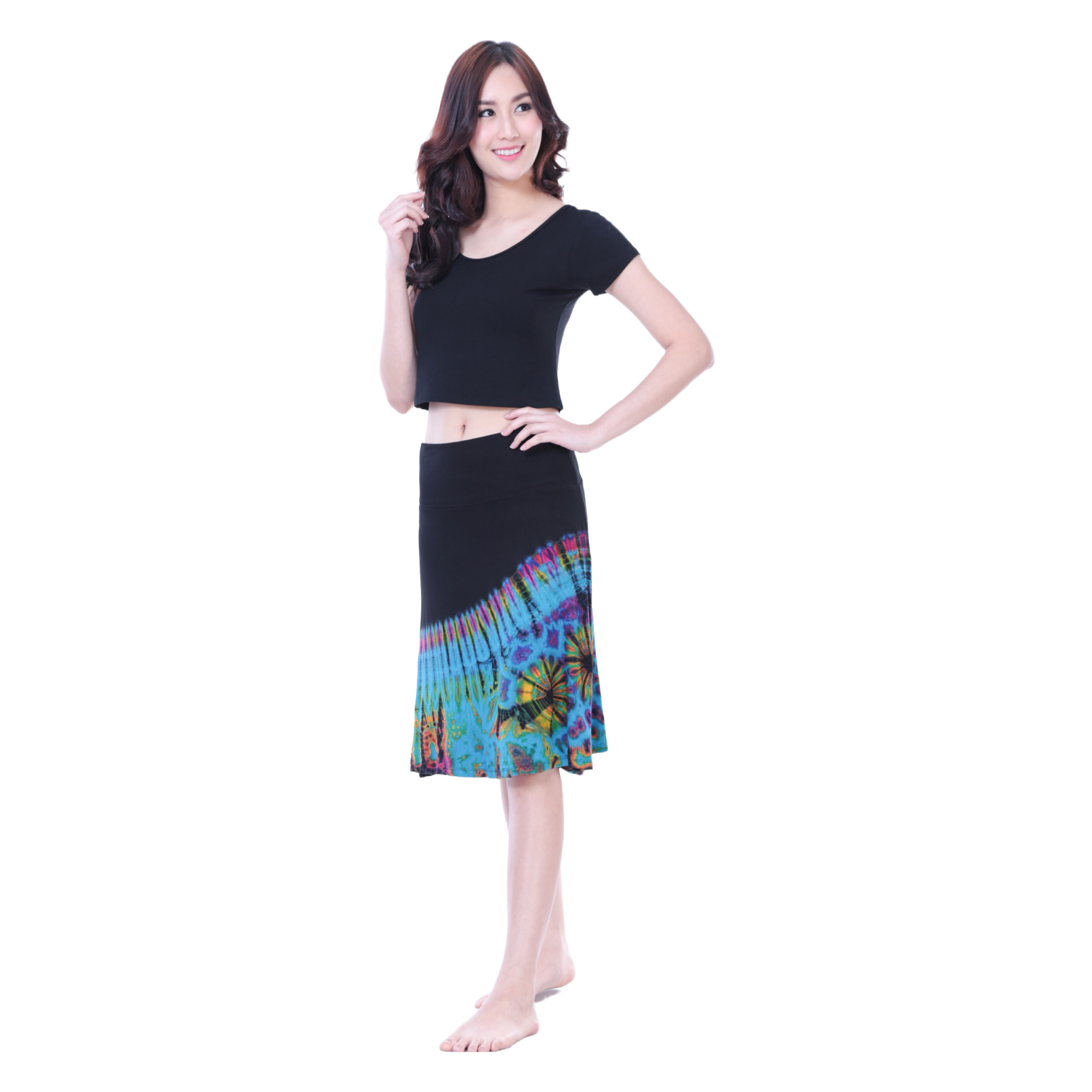 anti fast-fashion retailers in the USA | shop malisun fairtrade knee length tie-dye skirt collection for the best price gbp