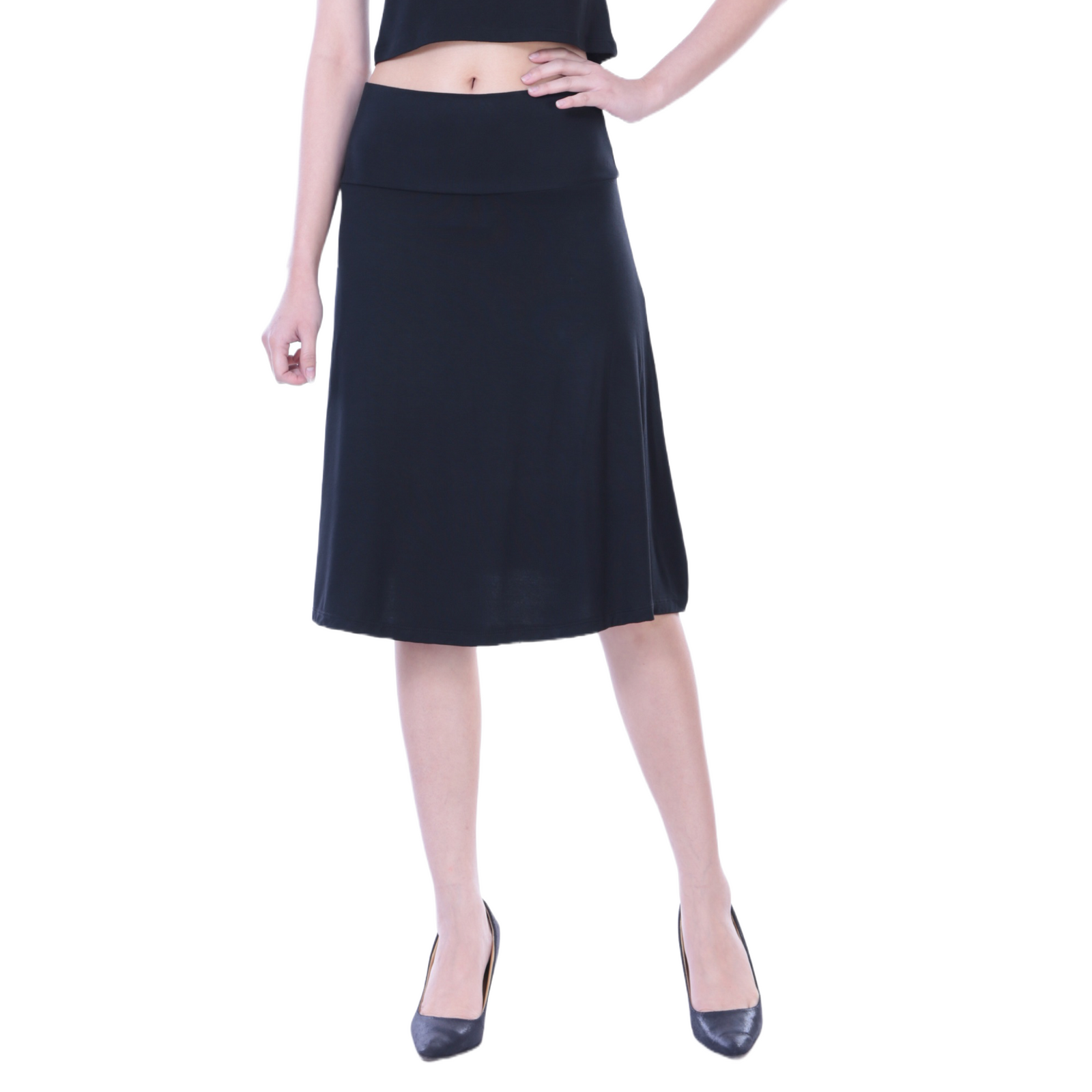 Classic Colors Knee-Length Stretchy Rayon Skirts
