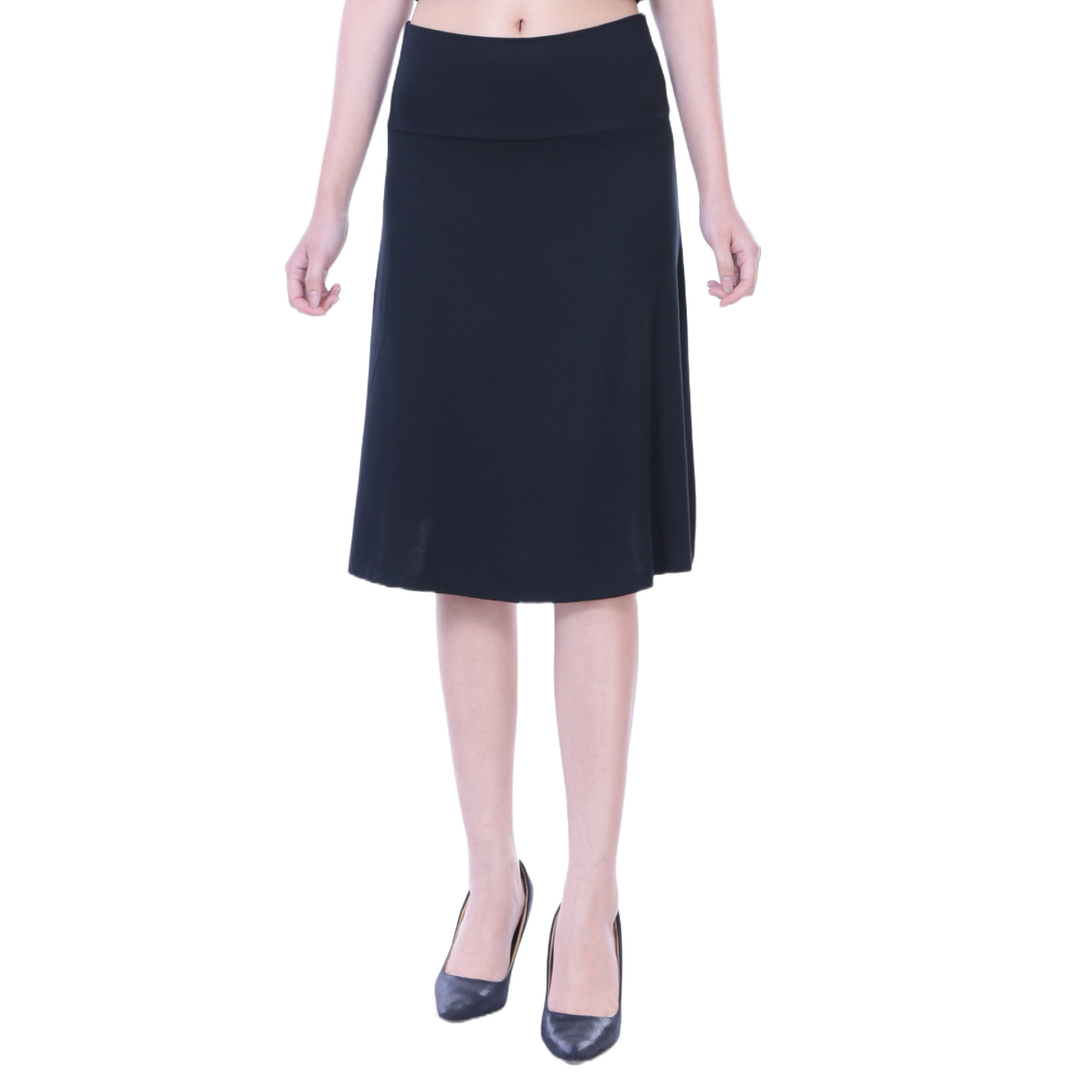 Classic Colors Knee-Length Stretchy Rayon Skirts