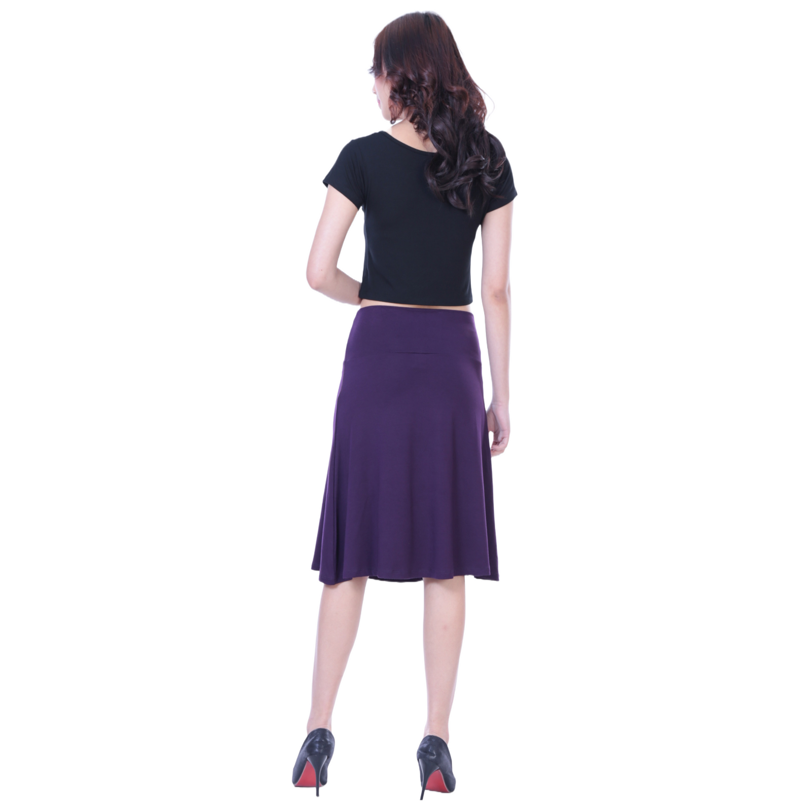 Classic Colors Knee-Length Stretchy Rayon Skirts