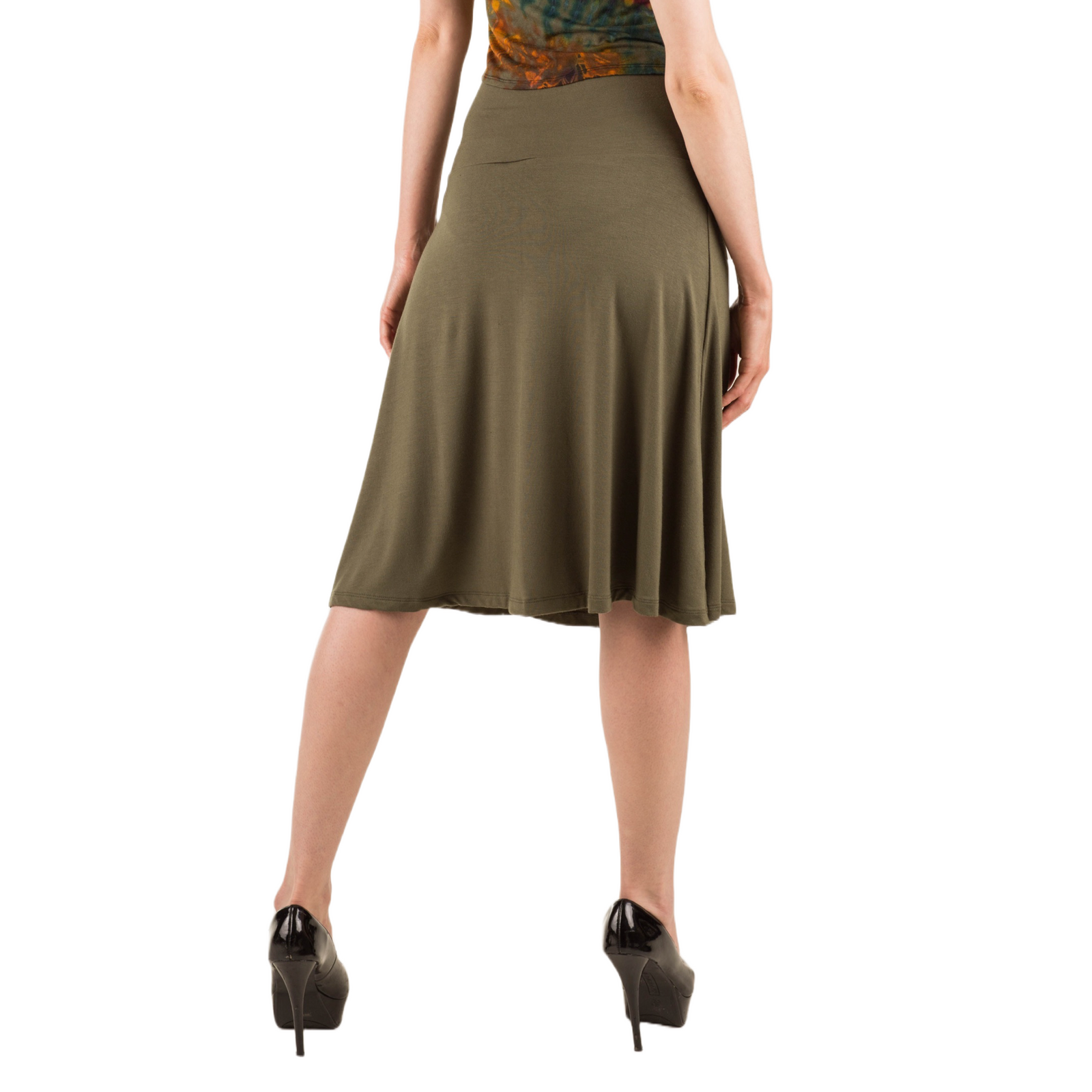 Classic Colors Knee-Length Stretchy Rayon Skirts