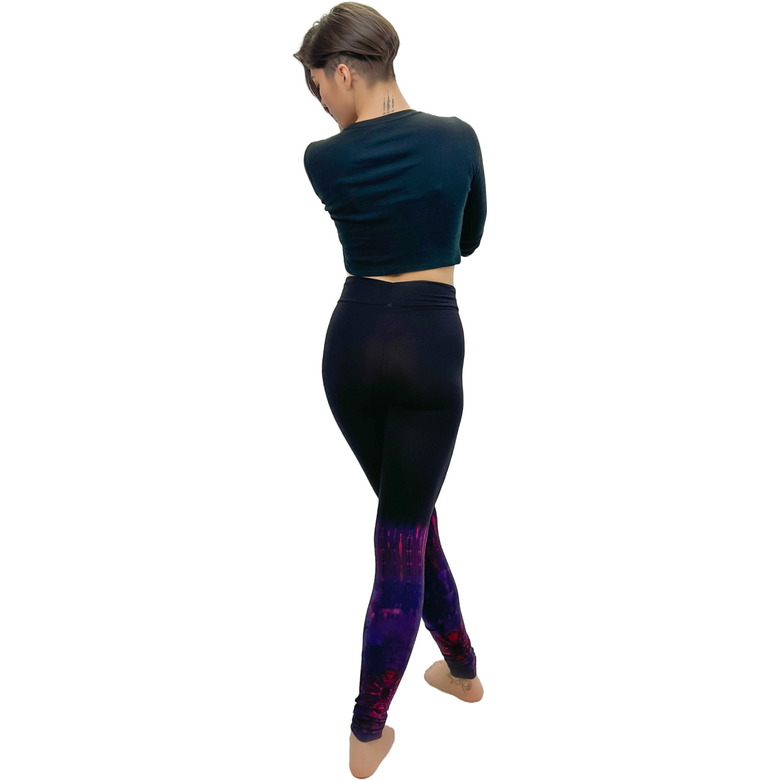 Half Tie-Dye Long Length Stretchy Rayon Leggings
