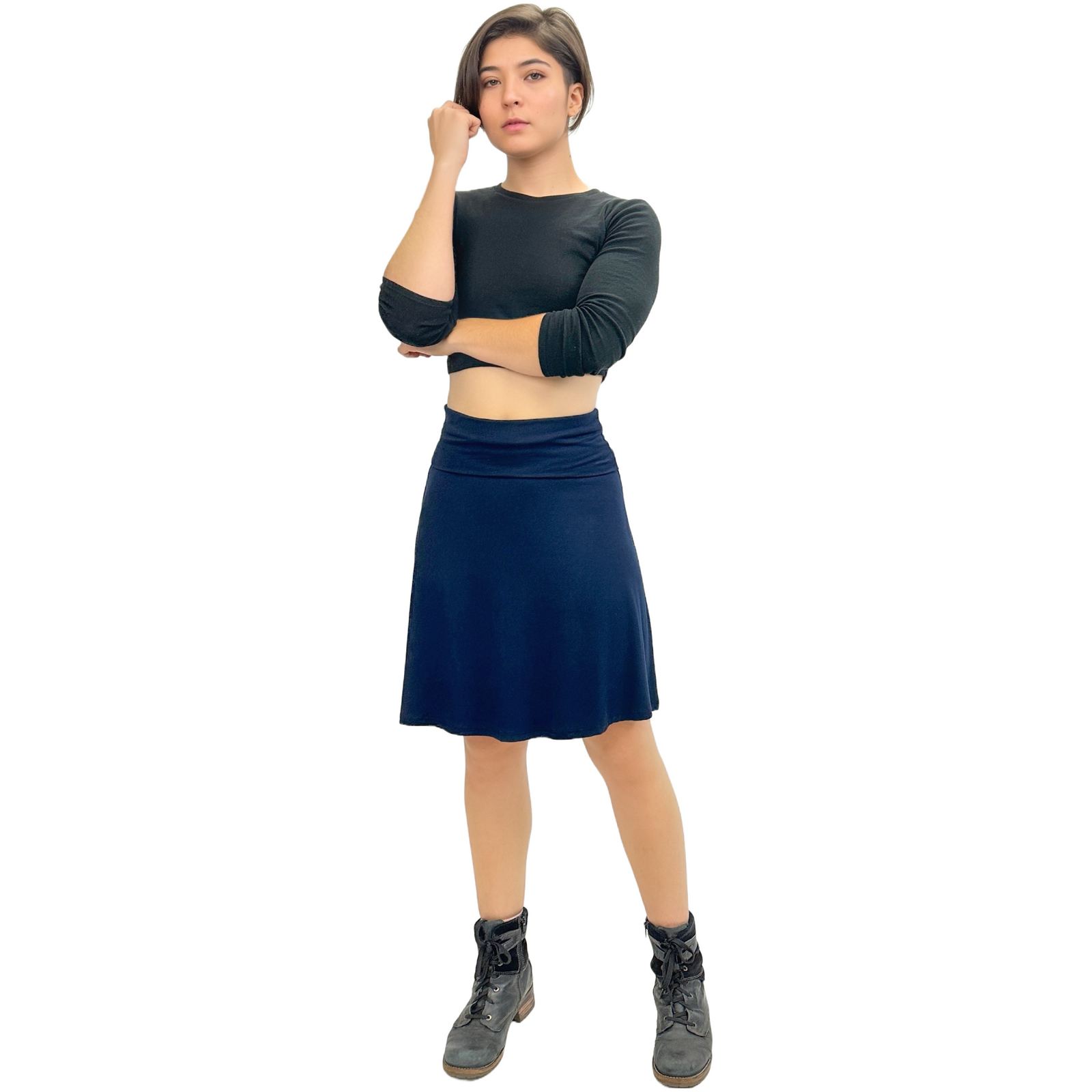 Classic Colors Knee-Length Stretchy Rayon Skirts