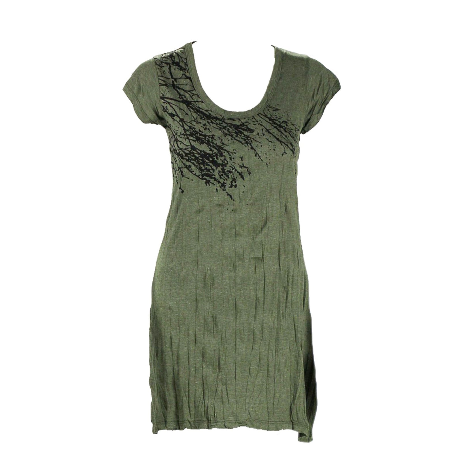 Beautiful Branches Screen Printed Graphic Design Short Sleeve Tunic