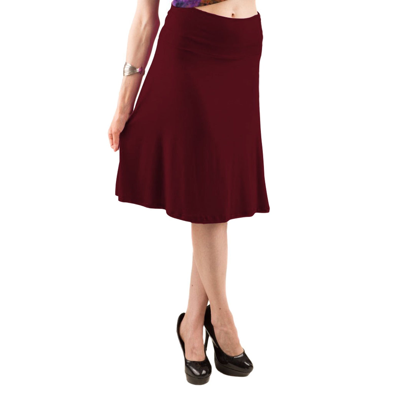 Classic Colors Knee-Length Stretchy Rayon Skirts
