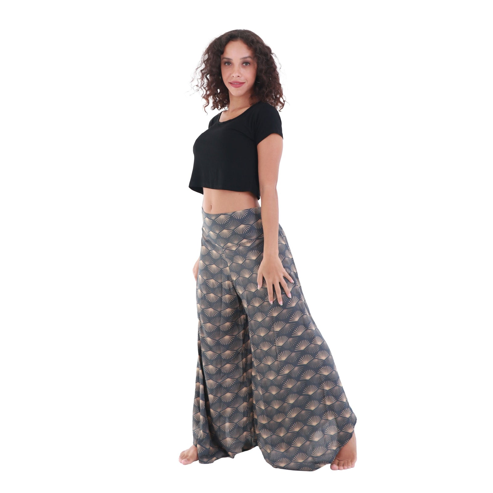 Sunrays Convertible Tie-Up Flowy Rayon Beach Capri Palazzo Pants