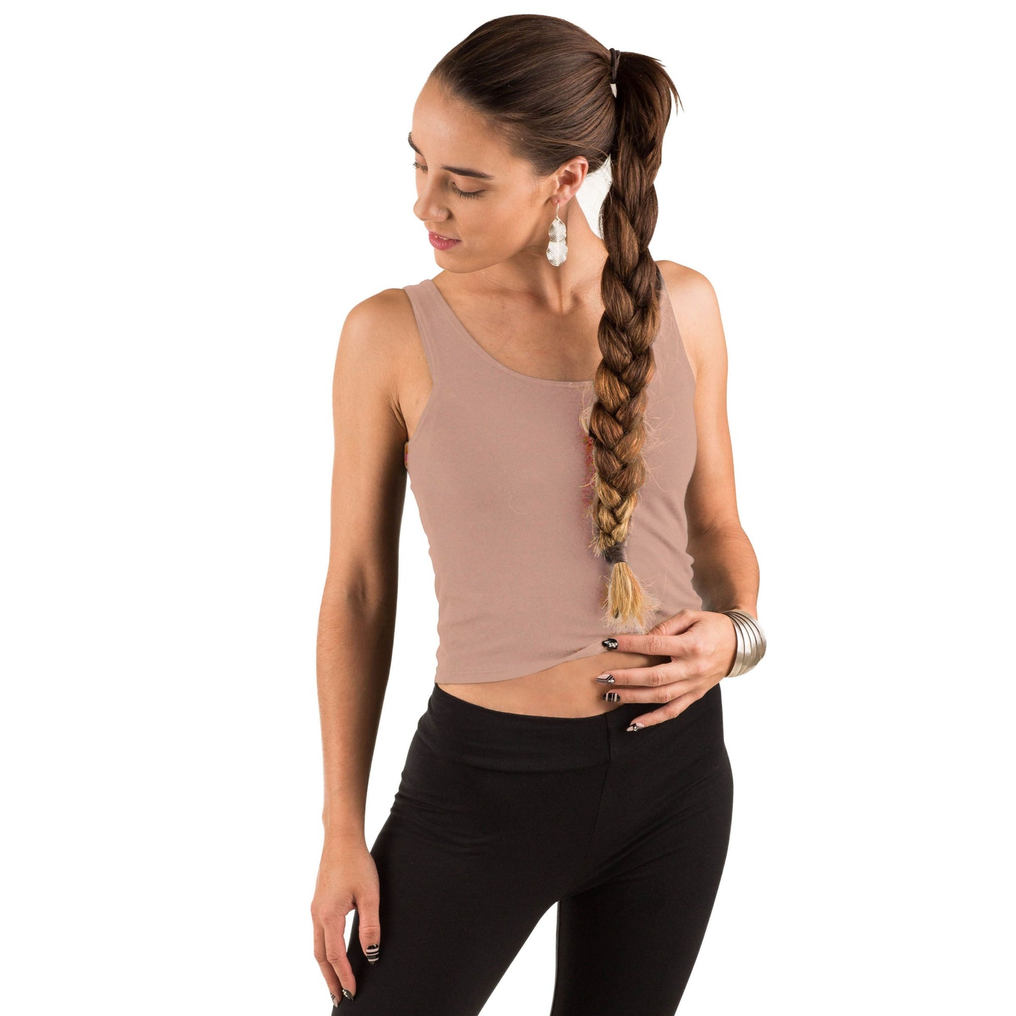 Classic Colors Scoop Neck Stretchy Rayon Crop Top