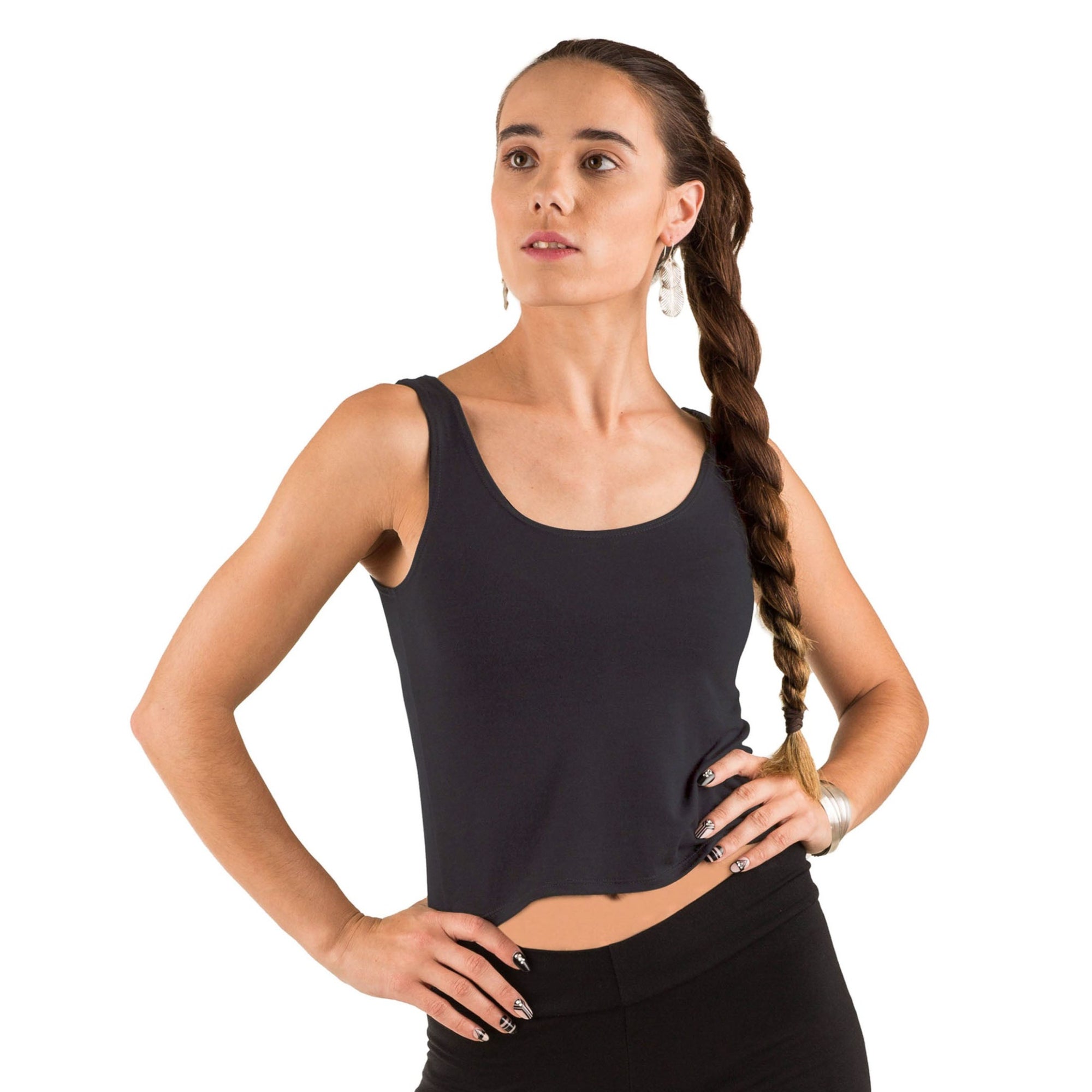 Classic Colors Scoop Neck Stretchy Rayon Crop Top