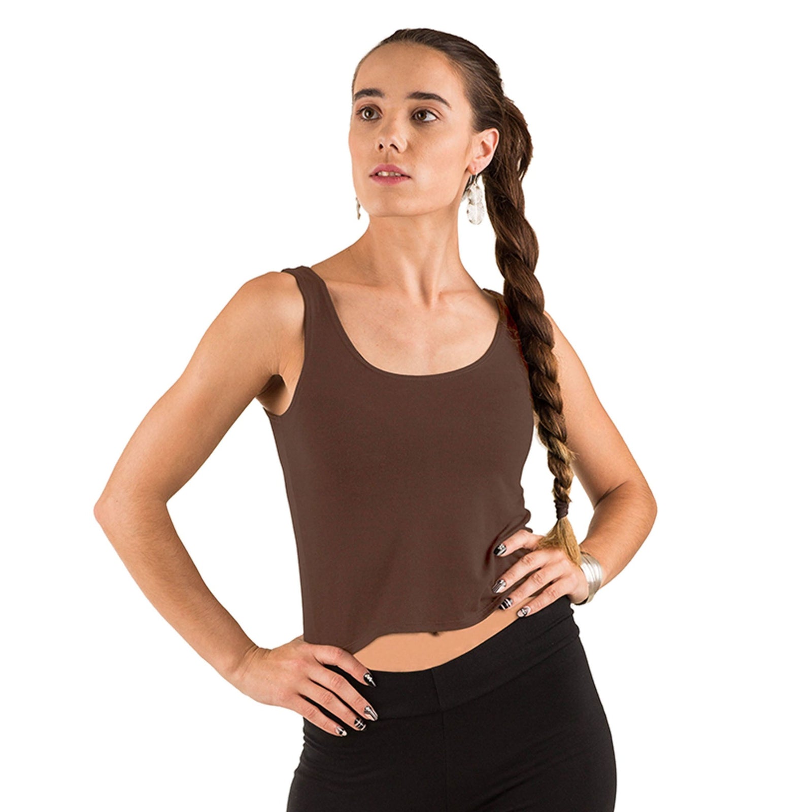 Classic Colors Scoop Neck Stretchy Rayon Crop Top