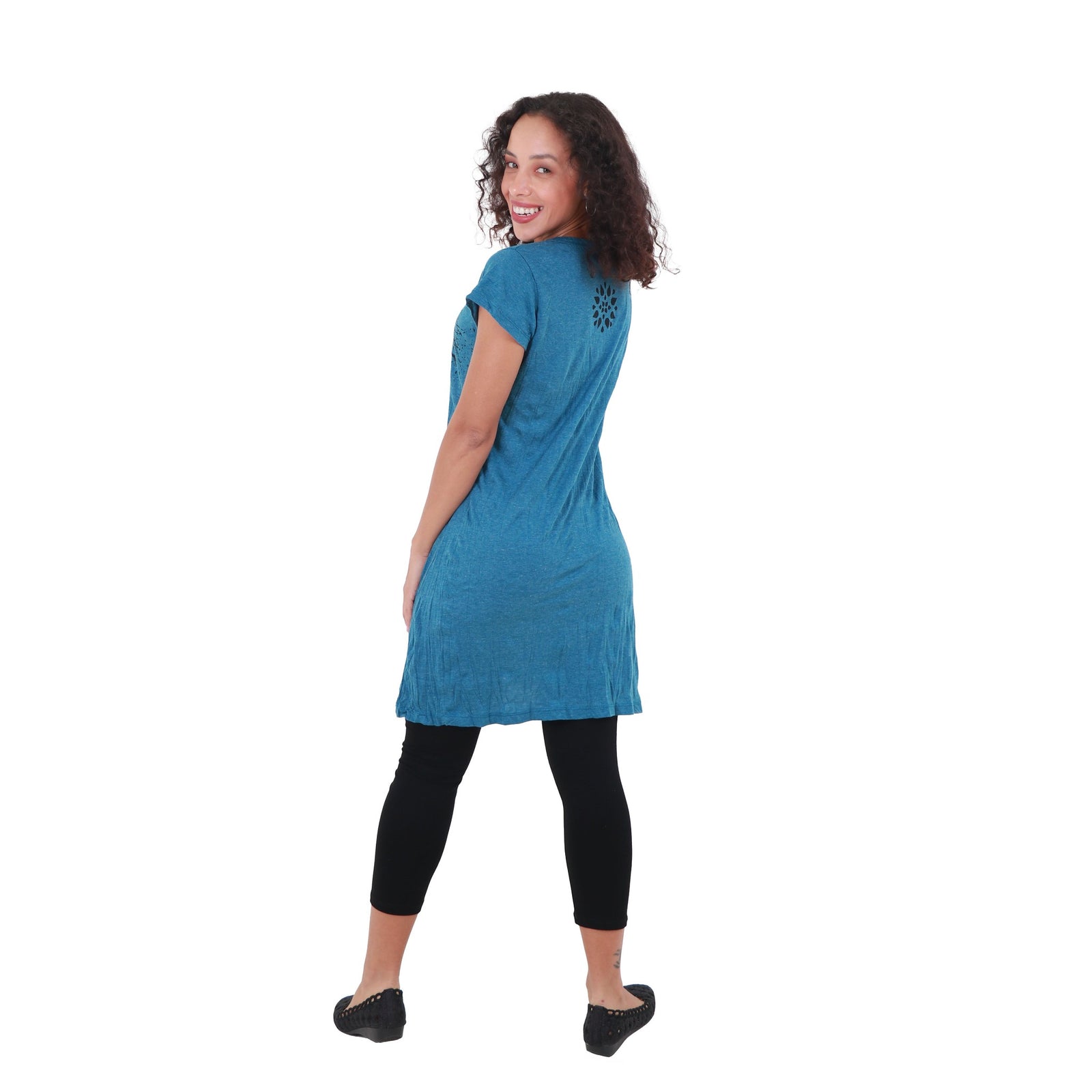 Beautiful Branches Screen Printed Graphic Design Short Sleeve Tunic