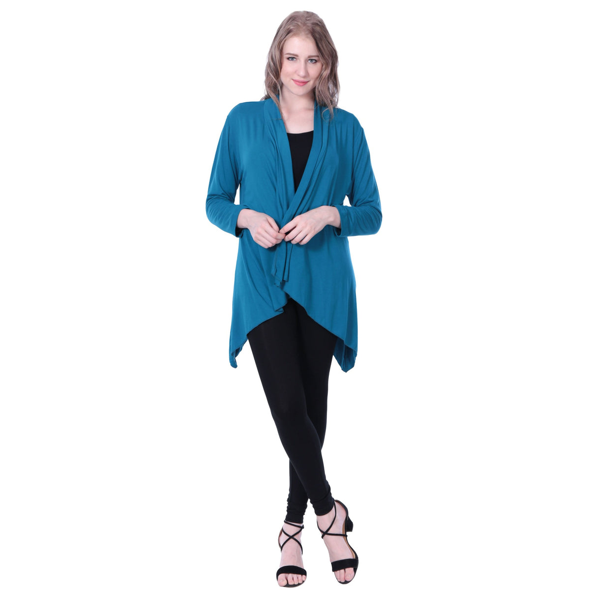 Sharkbite Style Stretchy Rayon Open Front Cardigan