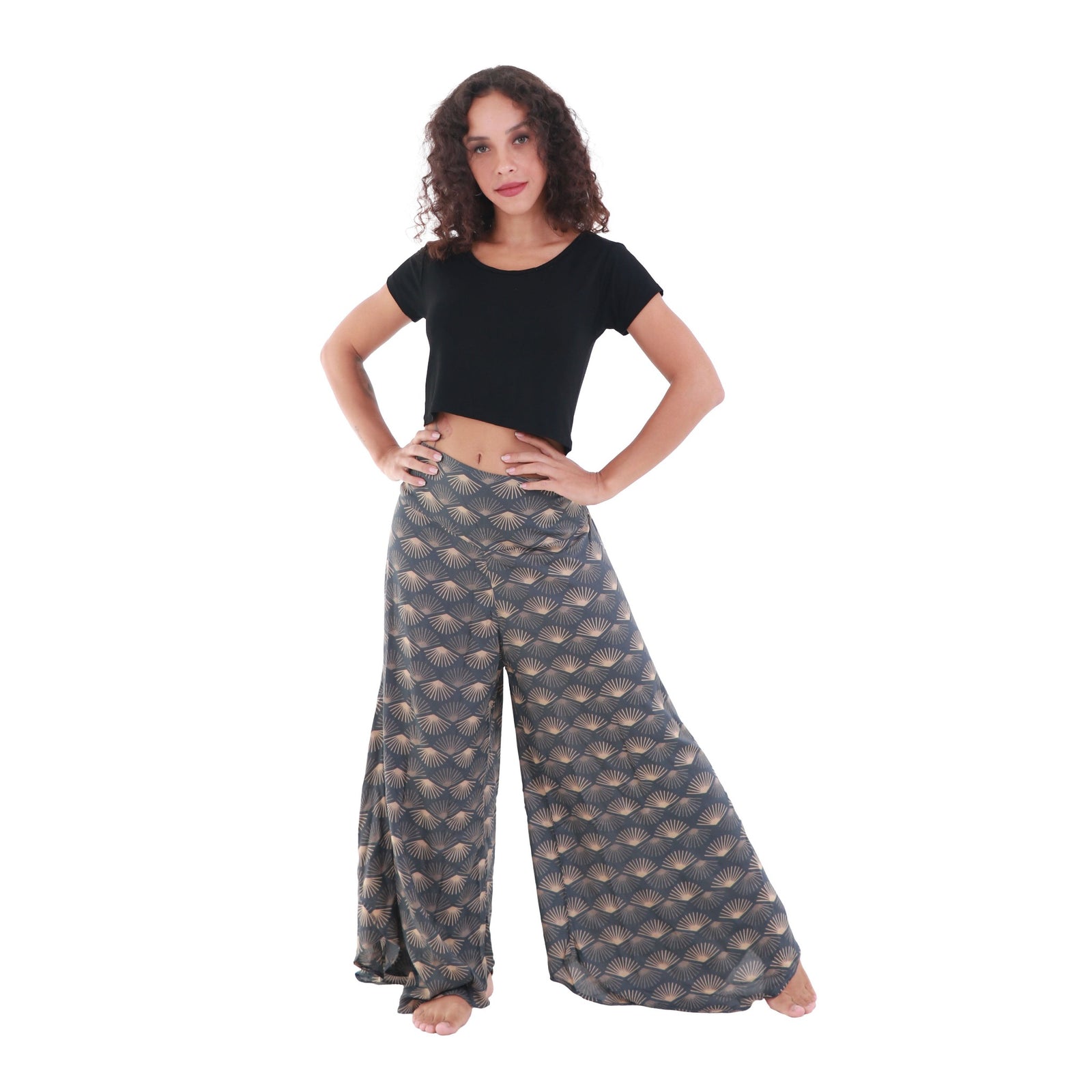 Sunrays Convertible Tie-Up Flowy Rayon Beach Capri Palazzo Pants