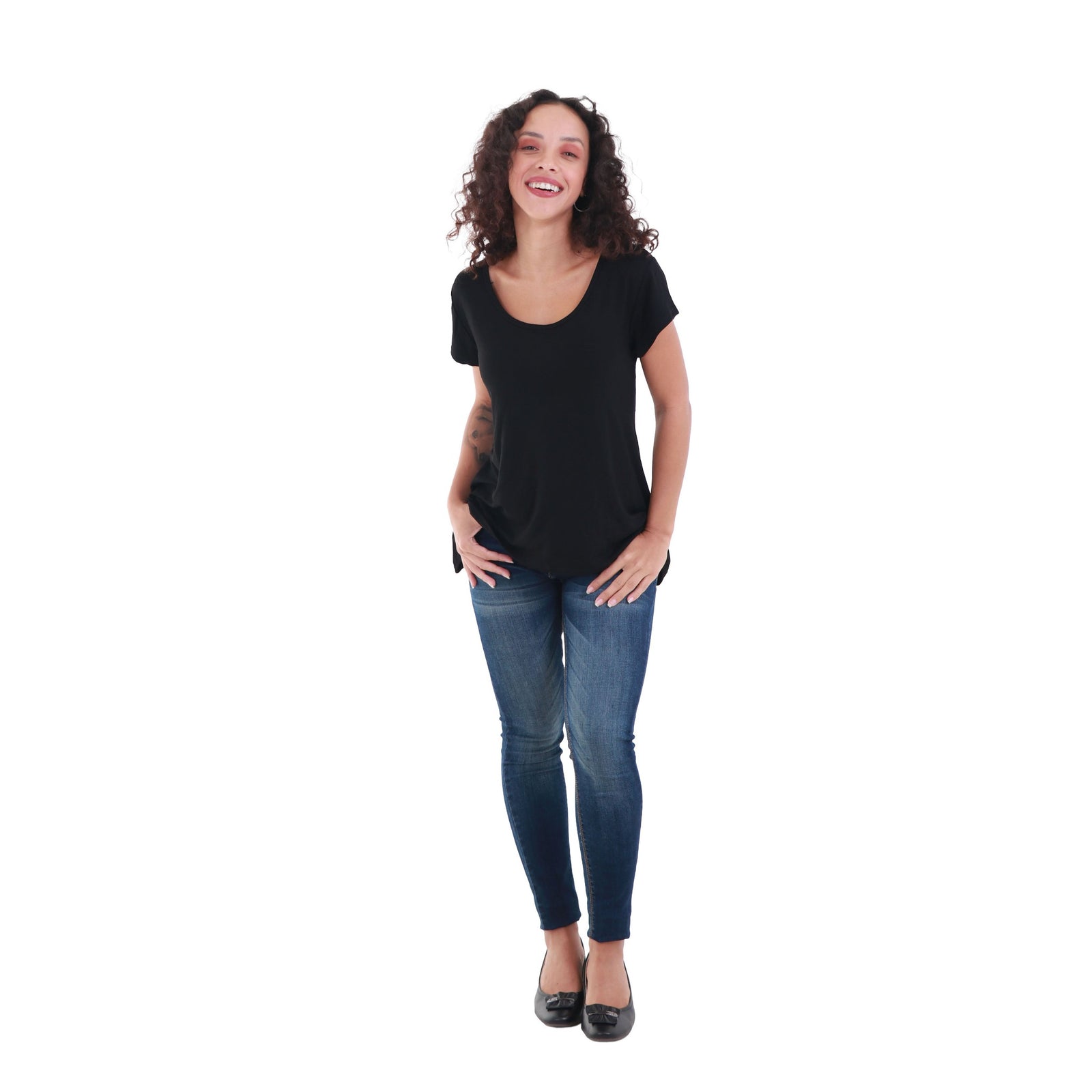 Classic Colors Cap Sleeve Button Back Rayon Top