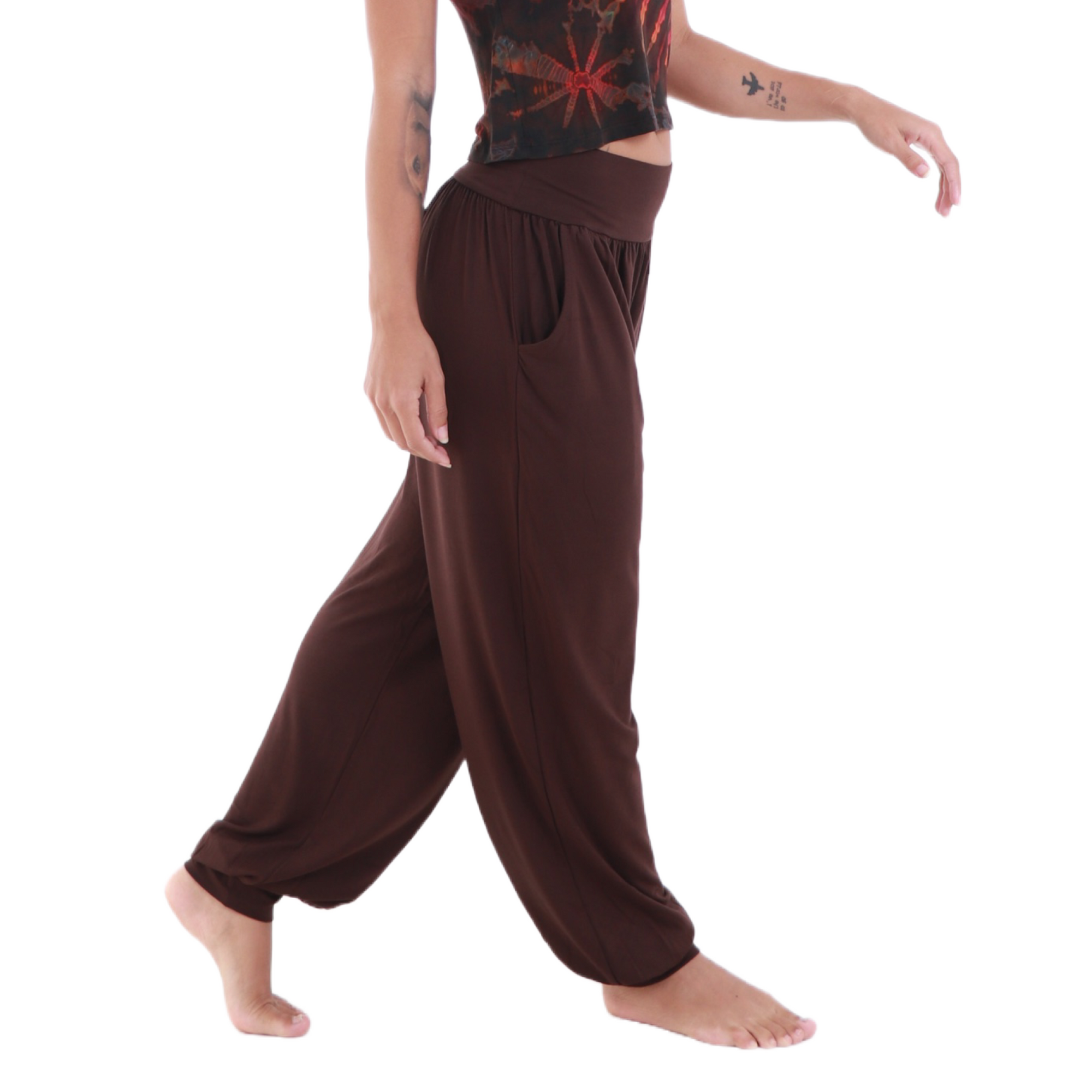 brown unisex harem pants | free delivery all orders $99 or more