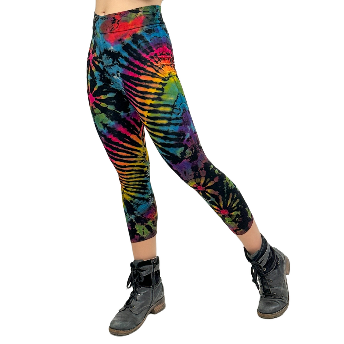 Full Tie-Dye Capri Length Rayon Leggings