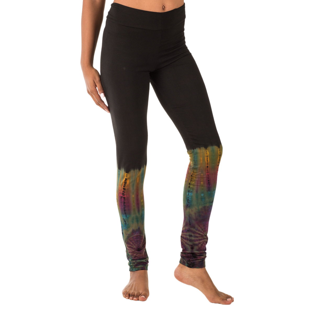 Half Tie-Dye Long Length Stretchy Rayon Leggings