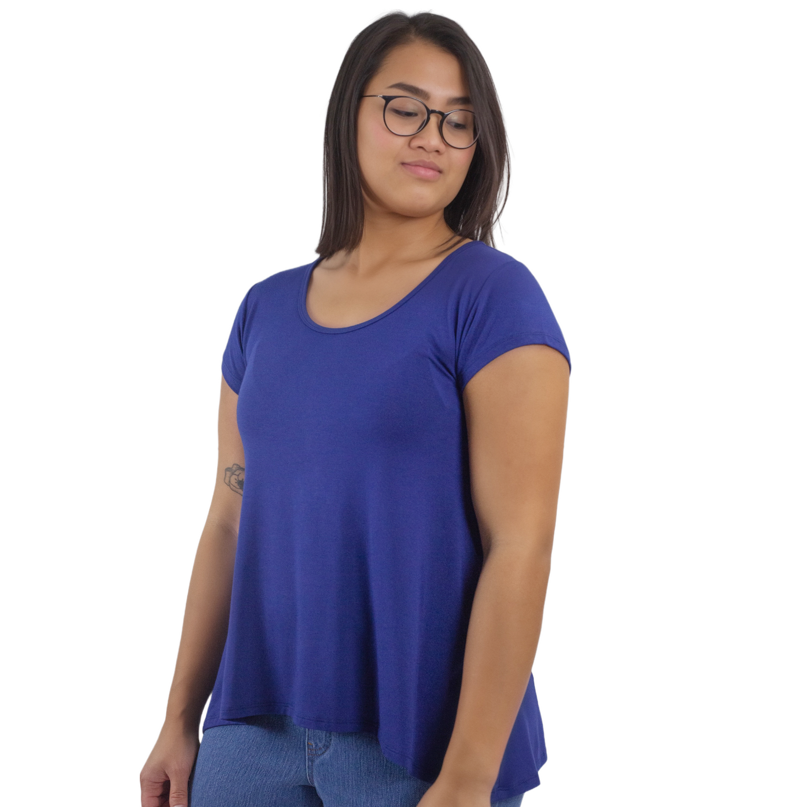 Classic Colors Cap Sleeve Button Back Rayon Top