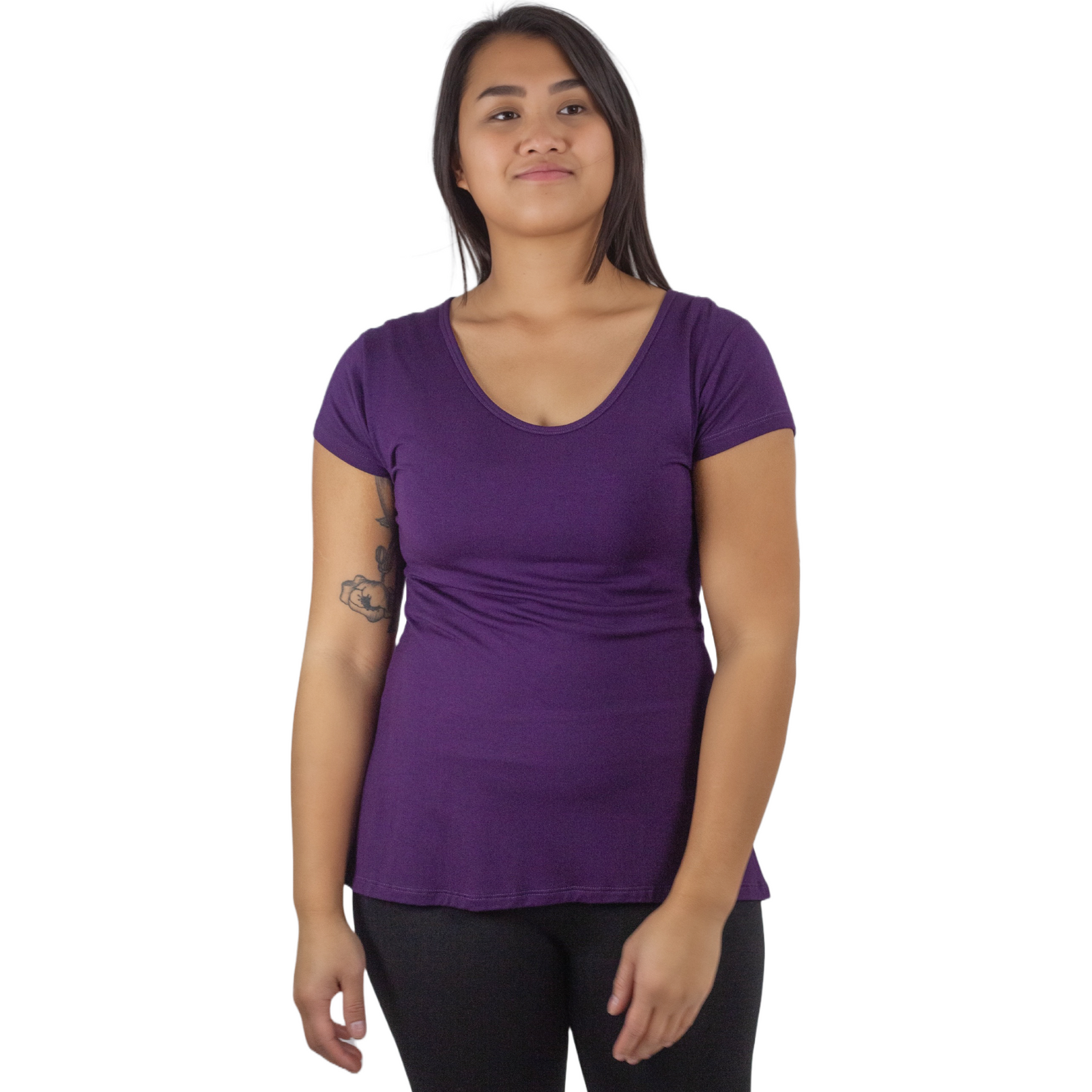 Classic Colors Cap Sleeve Button Back Rayon Top