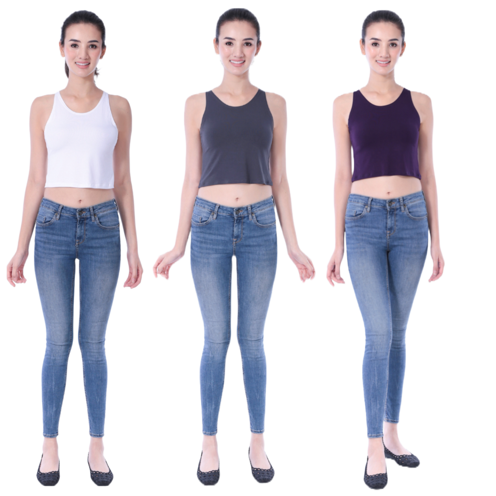Classic Colors High-Neck Stretchy Rayon Crop Top