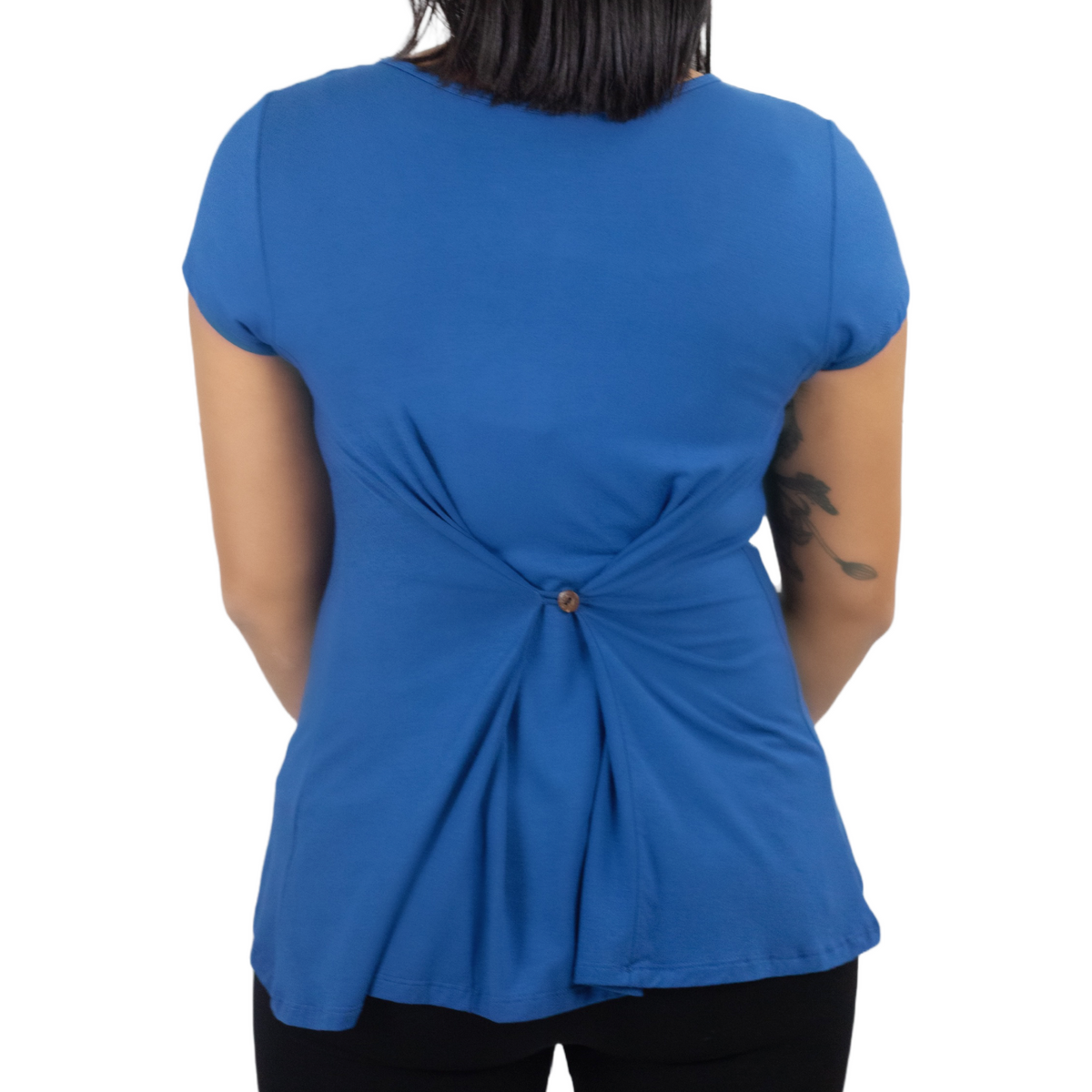 Classic Colors Cap Sleeve Button Back Rayon Top