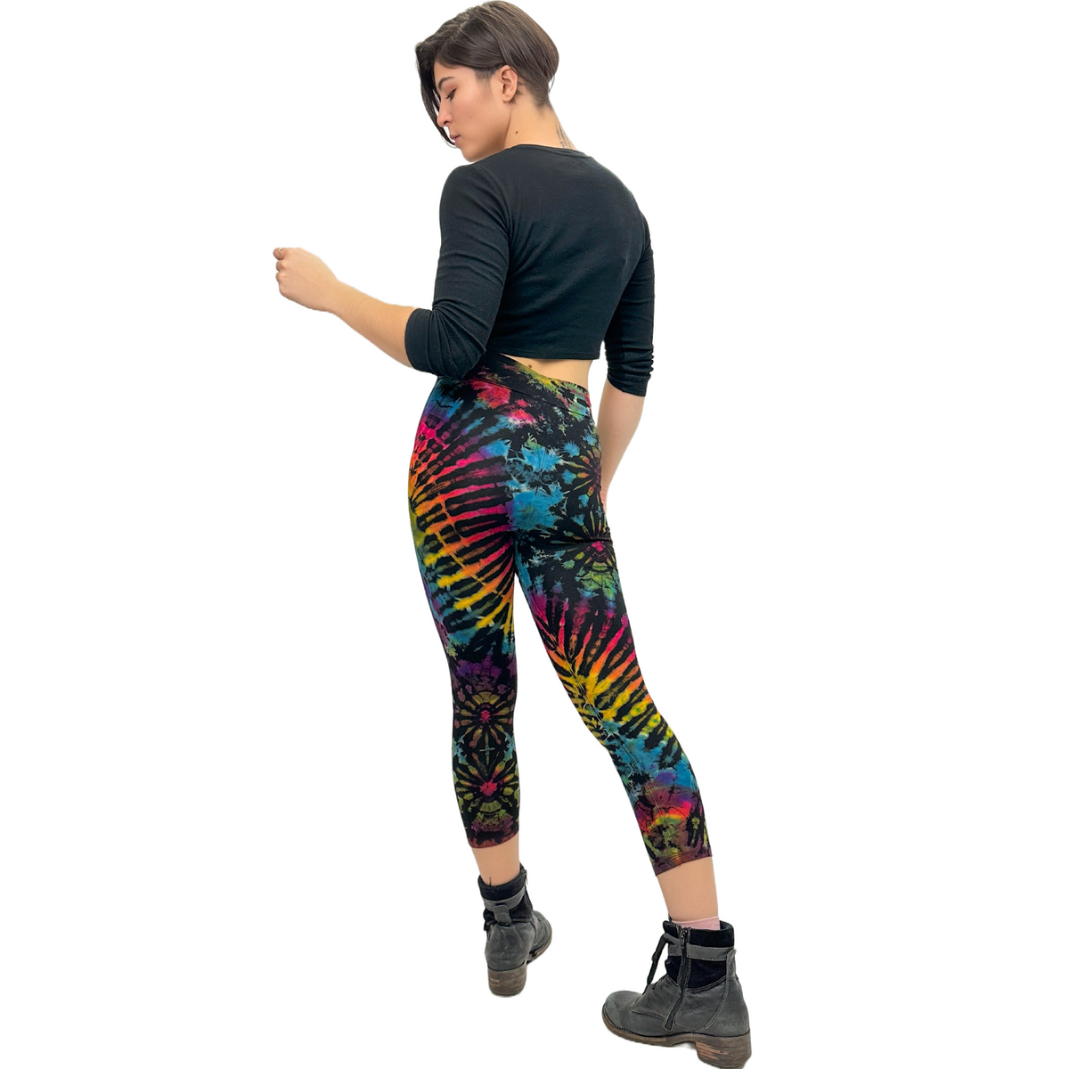 Full Tie-Dye Capri Length Rayon Leggings