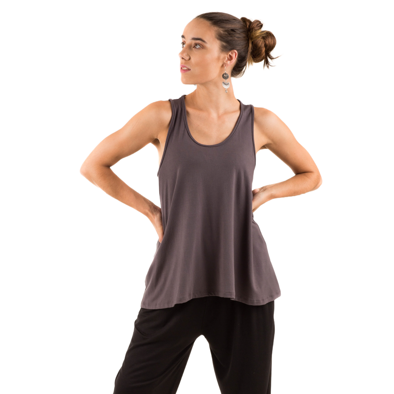 Classic Colors Sleeveless Button Back Rayon Tank Top