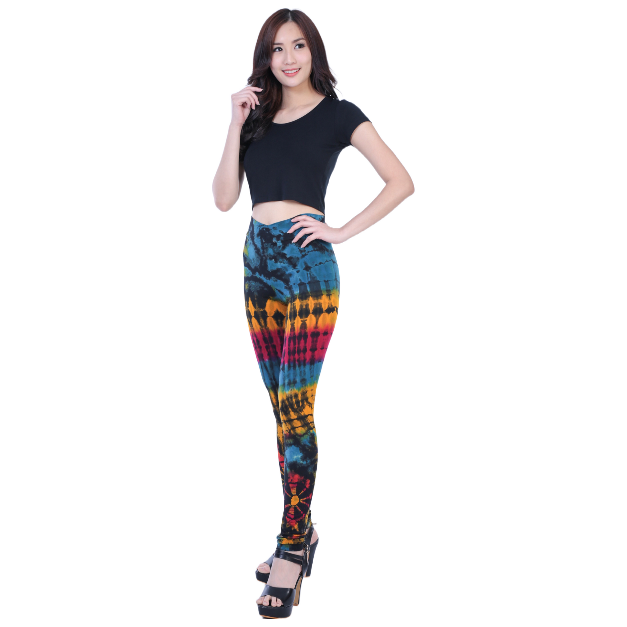 Tye Dye Multicolor High Waisted Plus Size 2X Women's Leggings