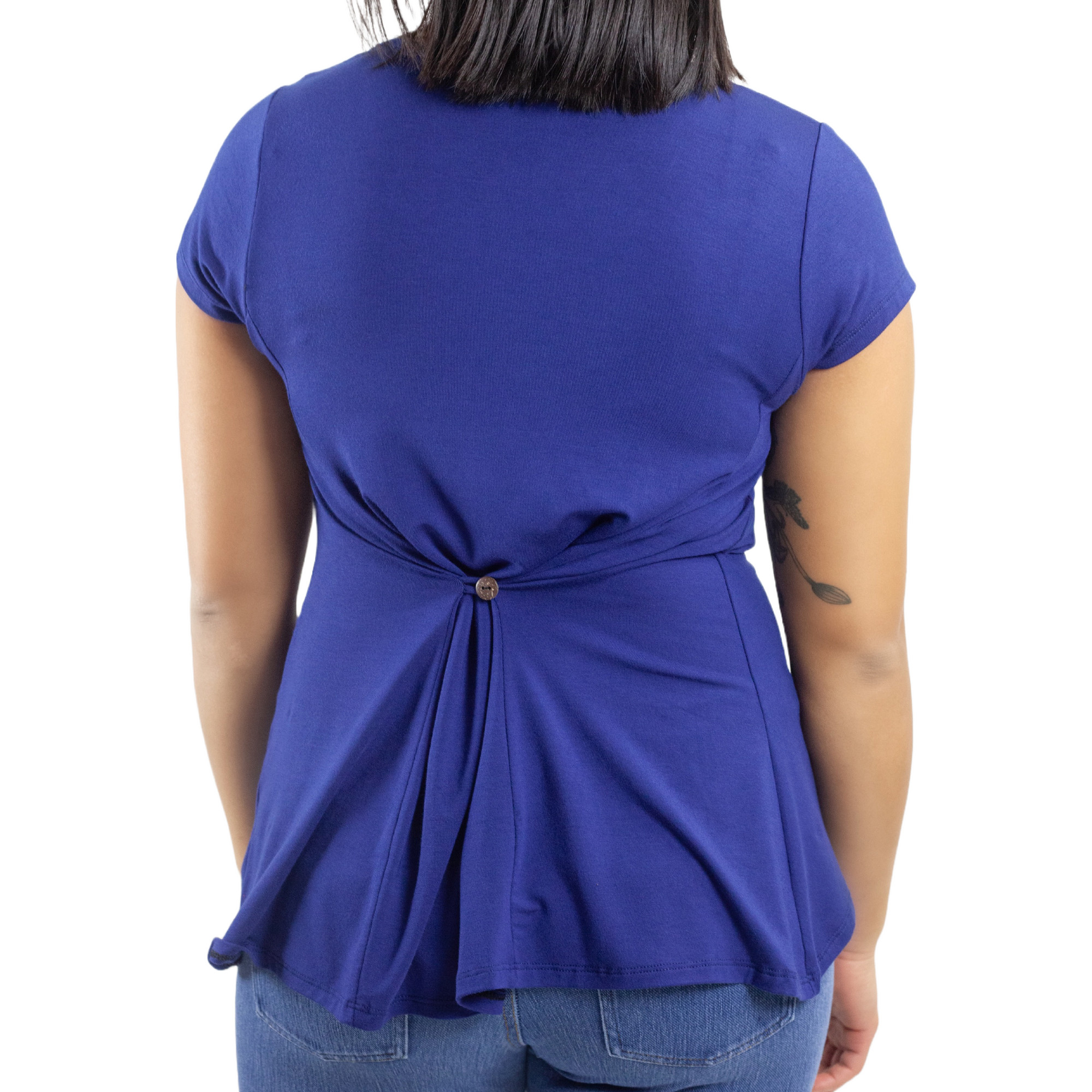 Classic Colors Cap Sleeve Button Back Rayon Top
