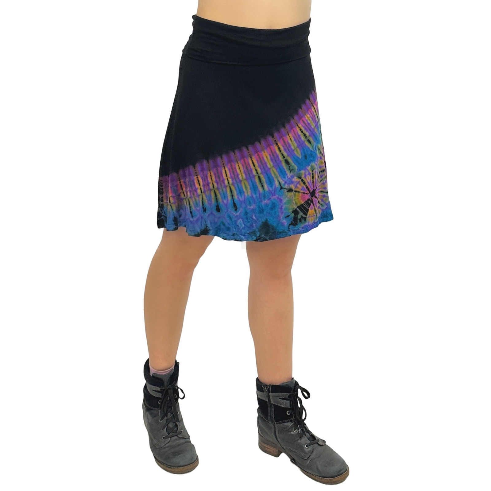 Half Tie-Dye Convertible Stretchy Rayon Knee-Length Skirts