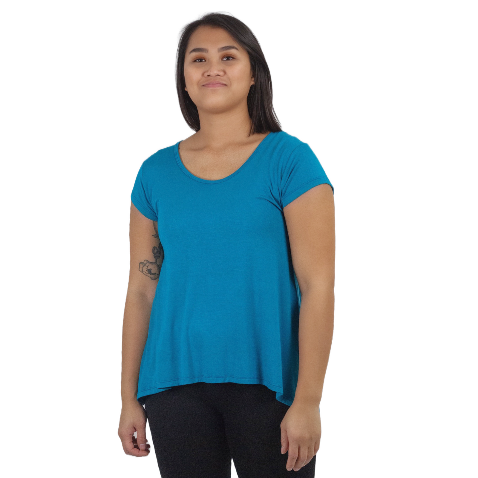 Classic Colors Cap Sleeve Button Back Rayon Top
