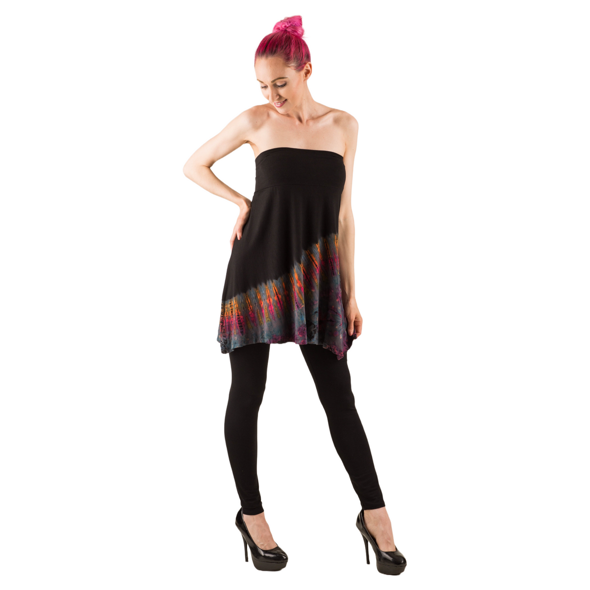 convertible knee length skirts - can be worn as a tube top! | one size fits most small to plus size women | handmade knee length rayon skirts