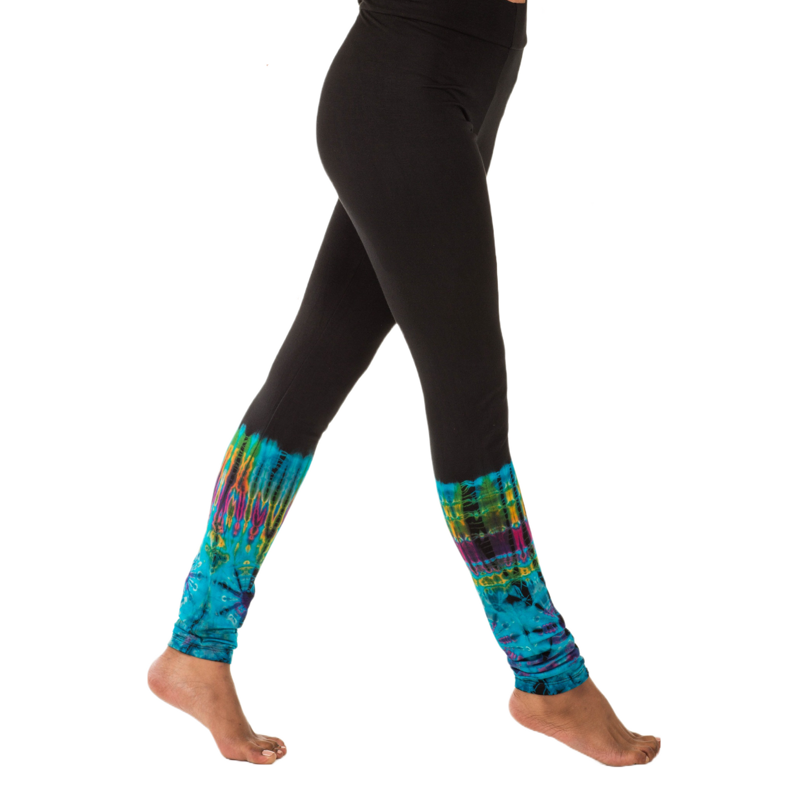 Half Tie-Dye Long Length Stretchy Rayon Leggings