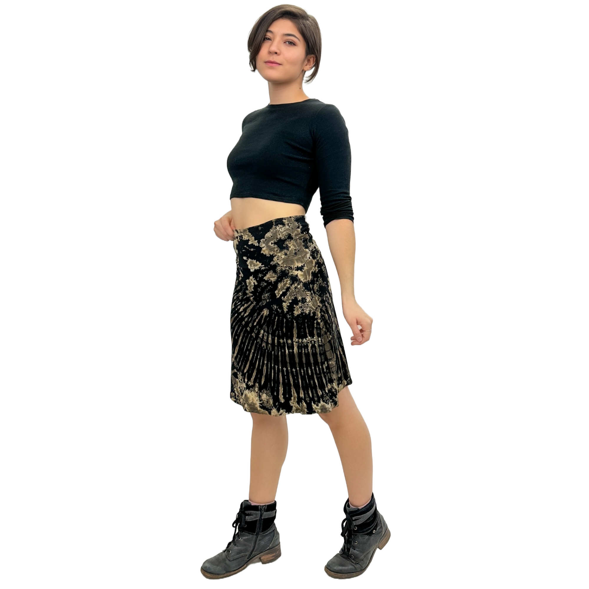 Fairtrade Tie Dye Stretchy Convertible Knee Length Skirt by