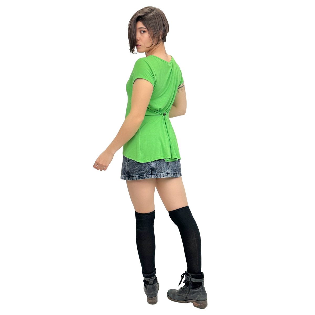 Classic Colors Cap Sleeve Button Back Rayon Top