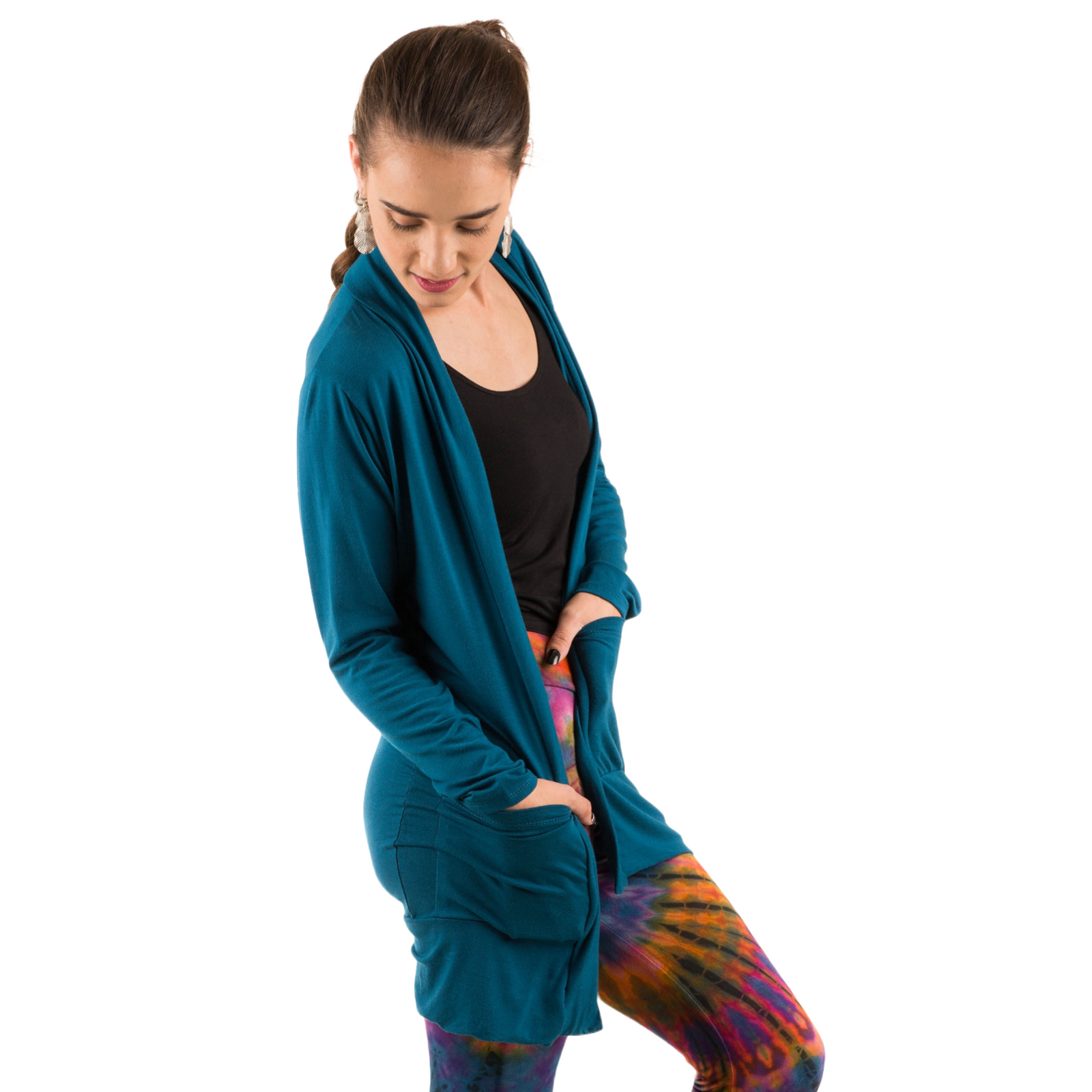 The Pocket Cardigan | Lightweight Open Front Stretchy Rayon Cardigan