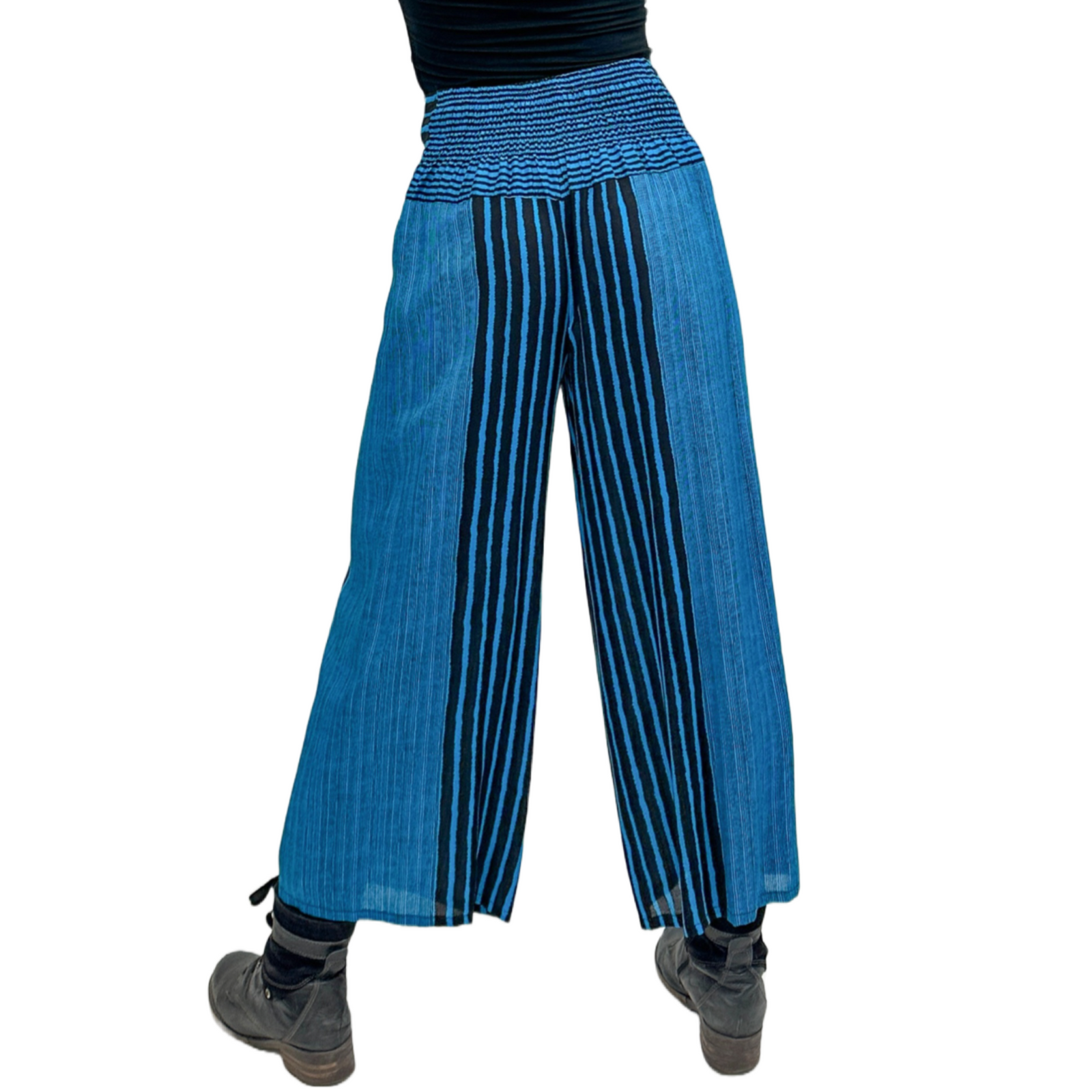 Wide-Leg Wrap Style Striped Pants