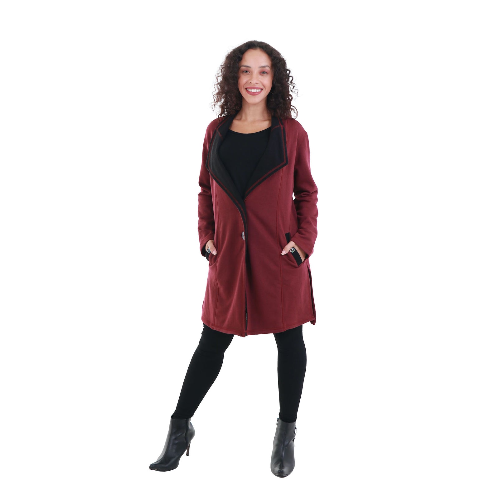 Ethically sourced sustainable coats for women | handmade cotton & polyester blend 