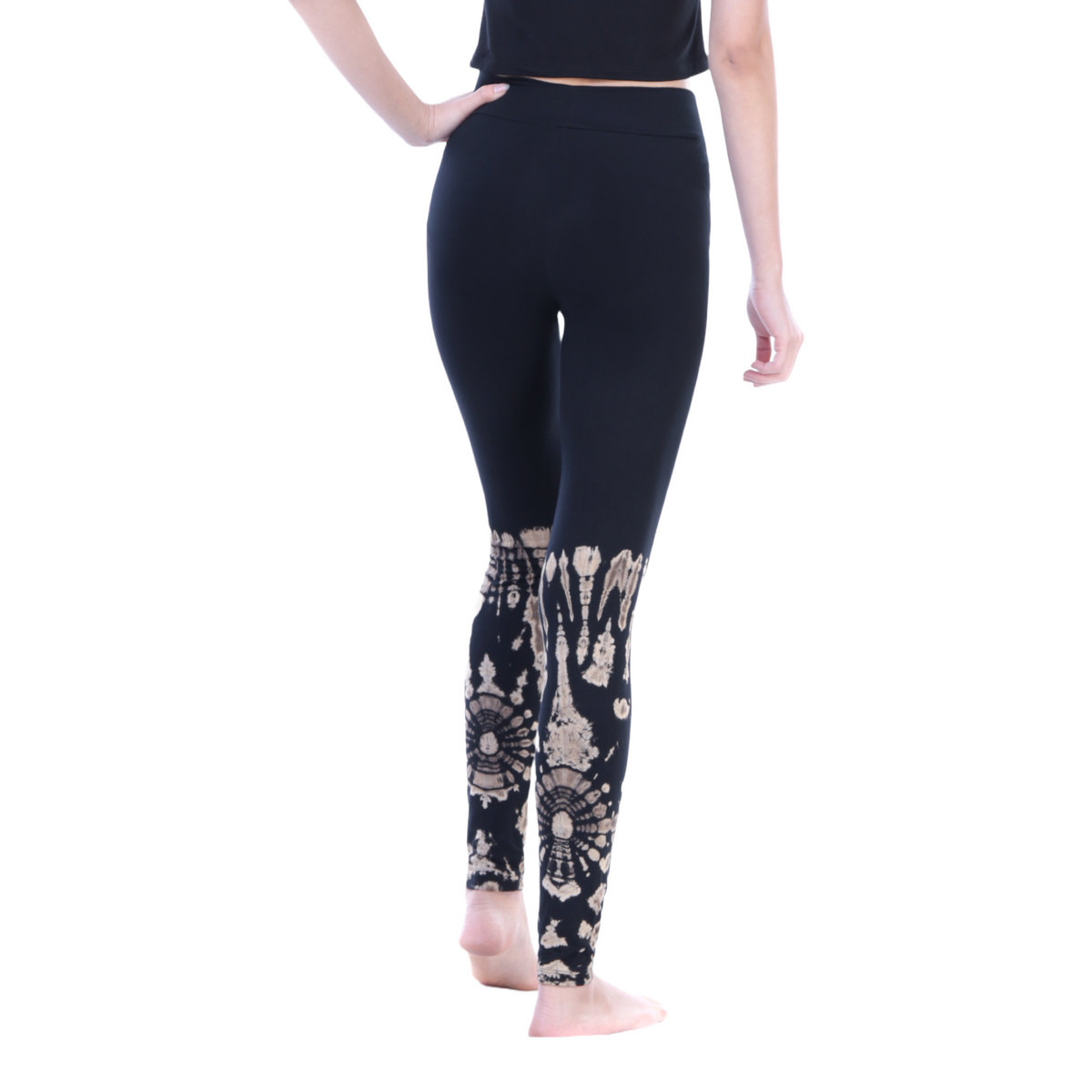 Half Tie-Dye Long Length Stretchy Rayon Leggings