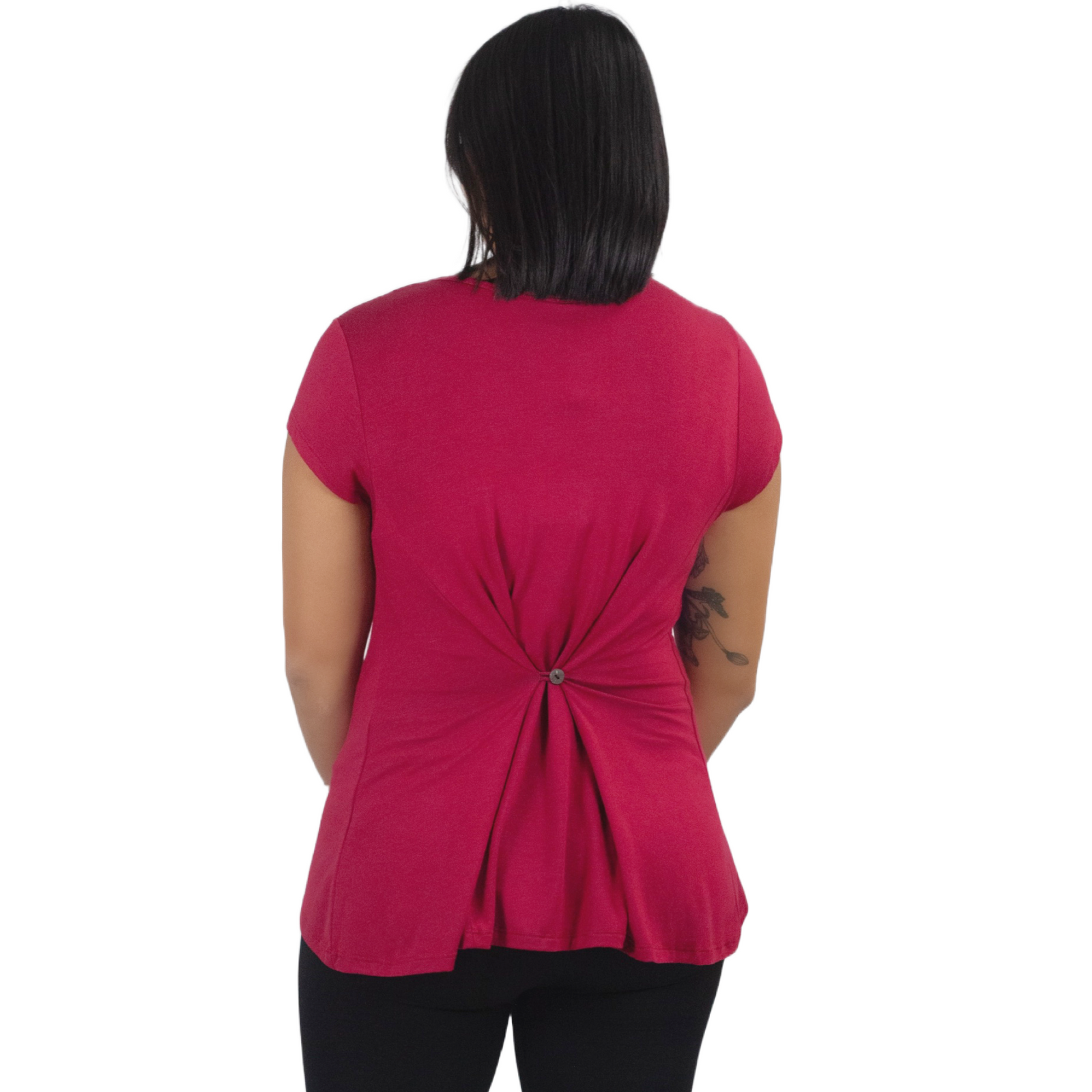 Classic Colors Cap Sleeve Button Back Rayon Top