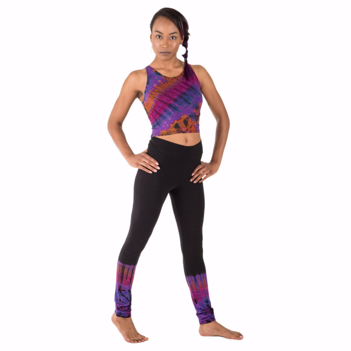 Half Tie-Dye Long Length Stretchy Rayon Leggings