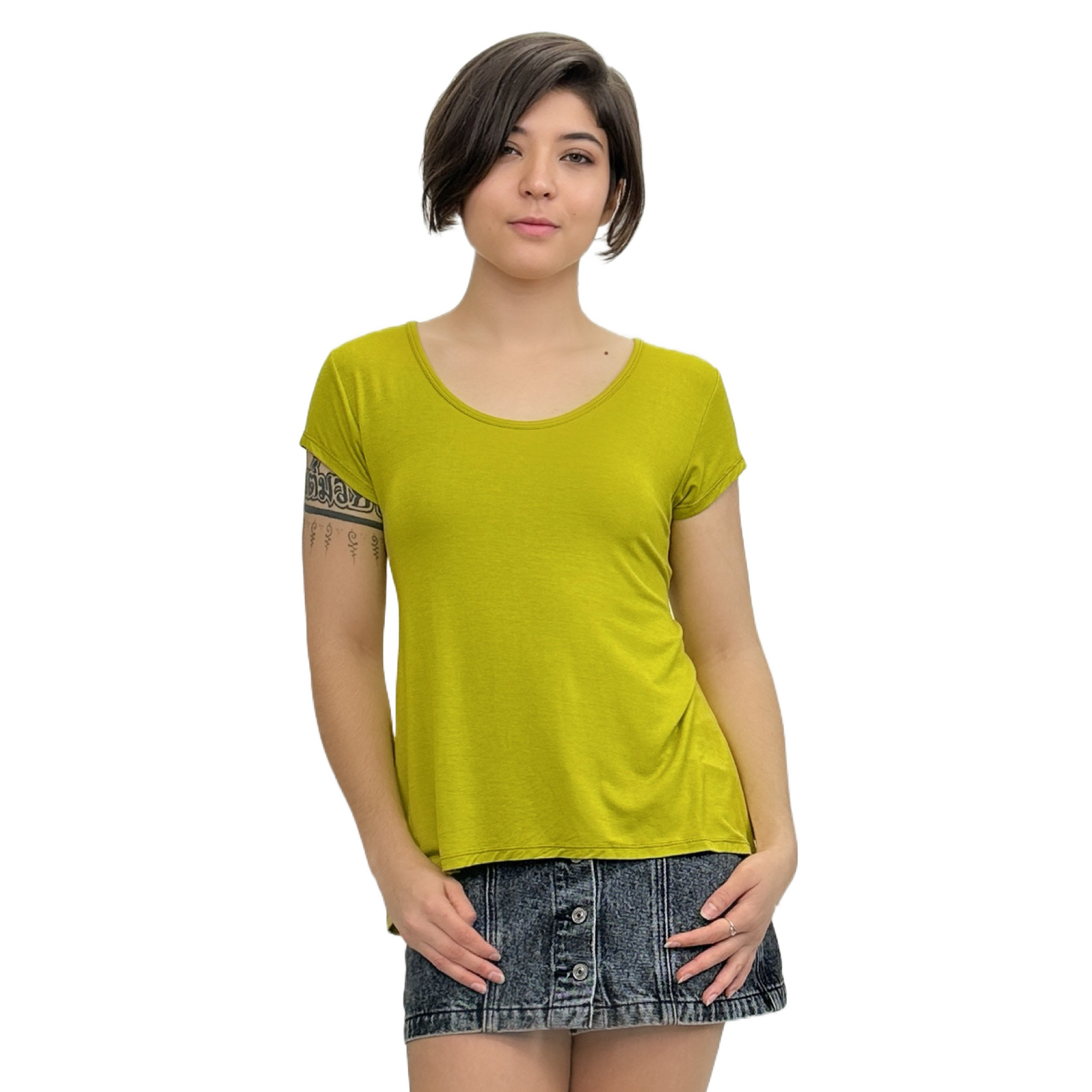 Classic Colors Cap Sleeve Button Back Rayon Top