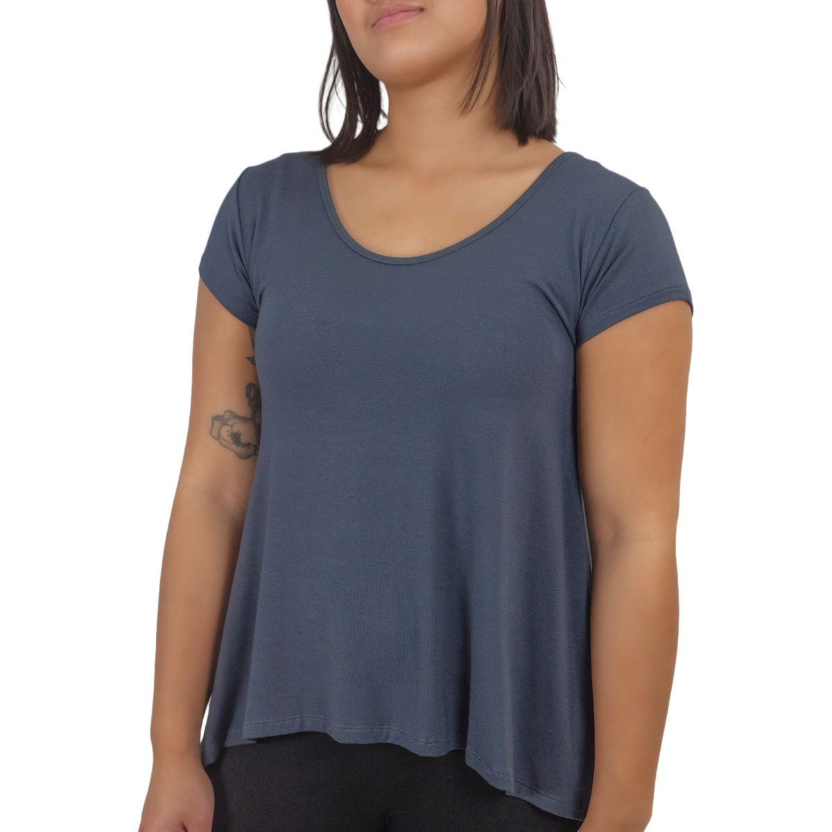 Classic Colors Cap Sleeve Button Back Rayon Top