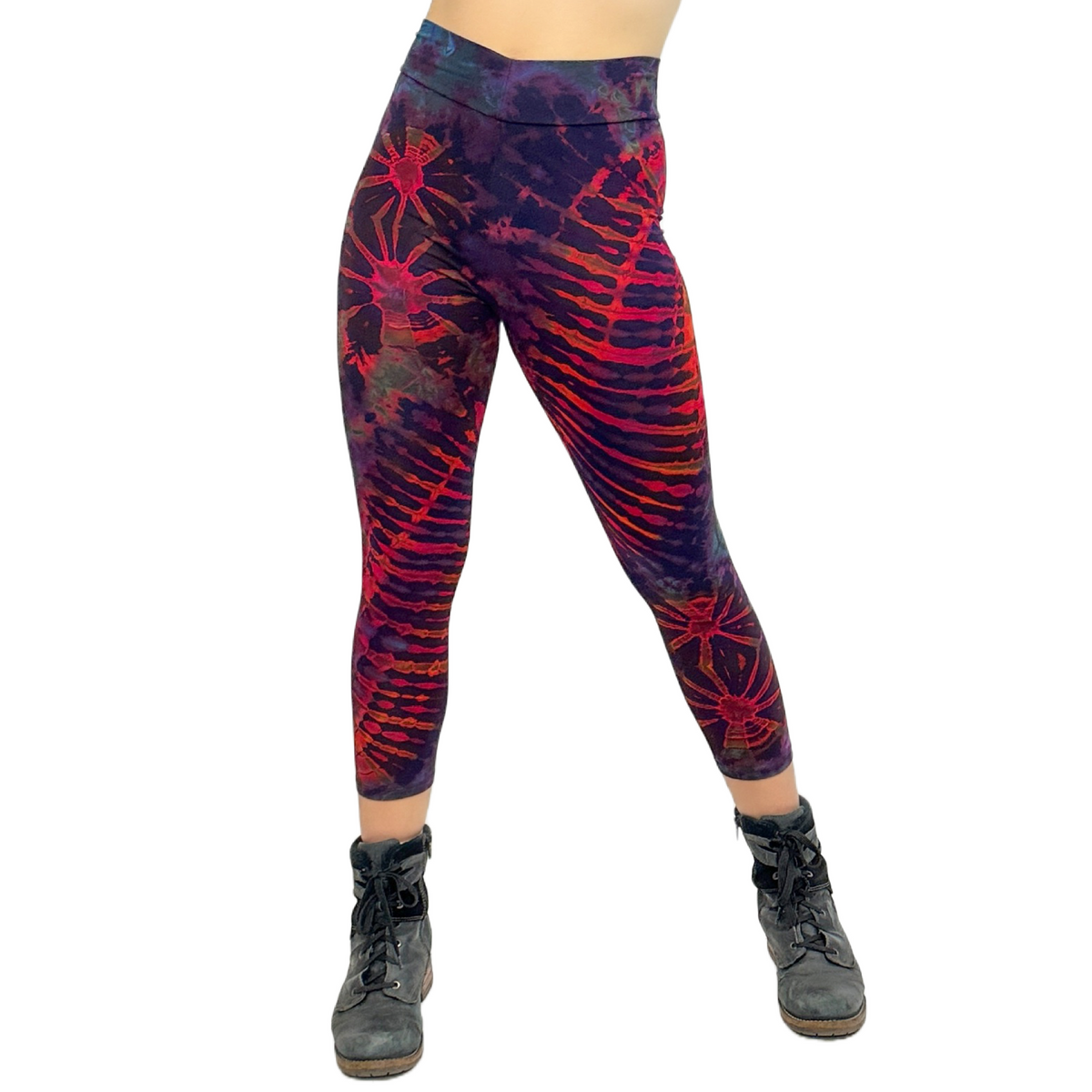 Full Tie-Dye Capri Length Rayon Leggings