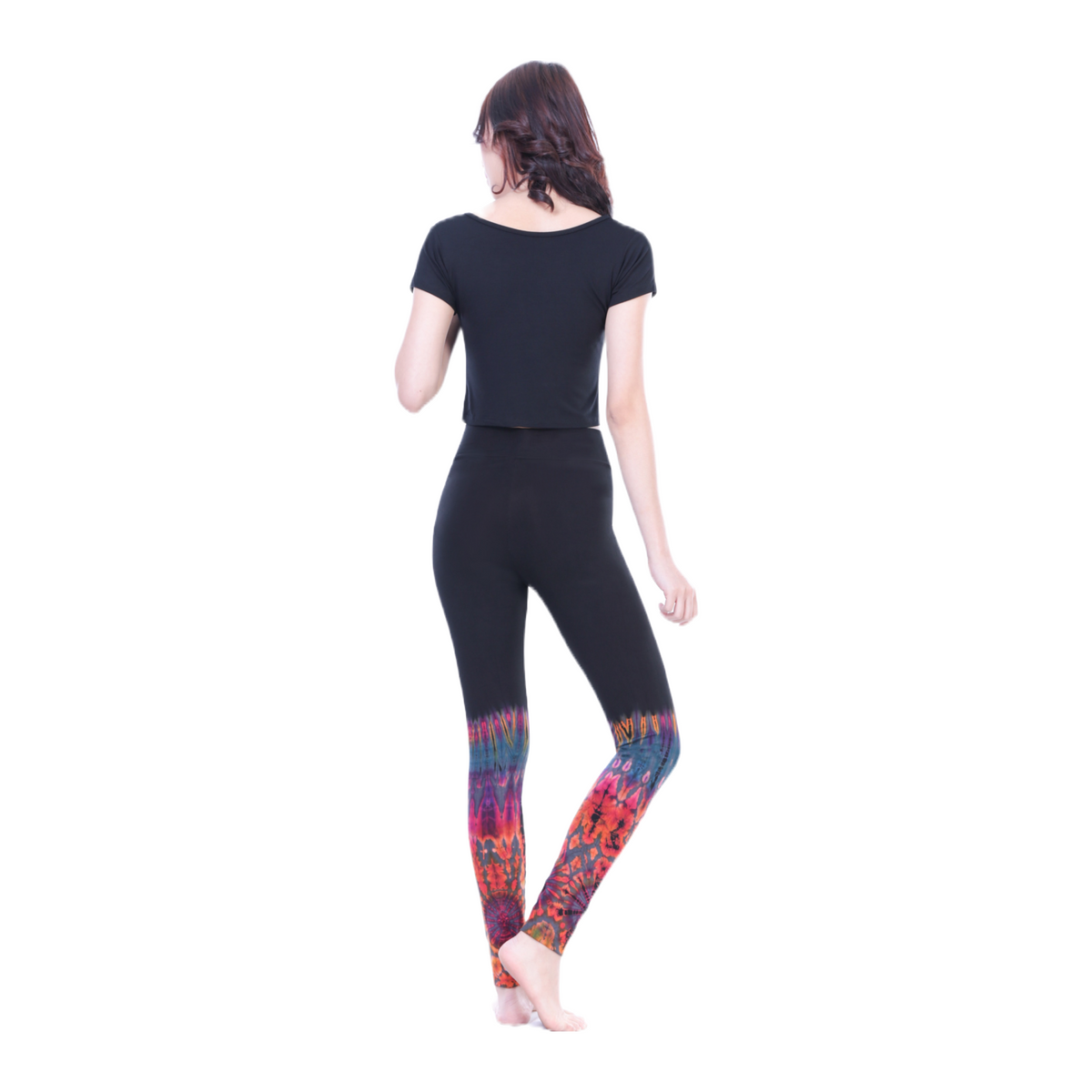 Half Tie-Dye Long Length Stretchy Rayon Leggings
