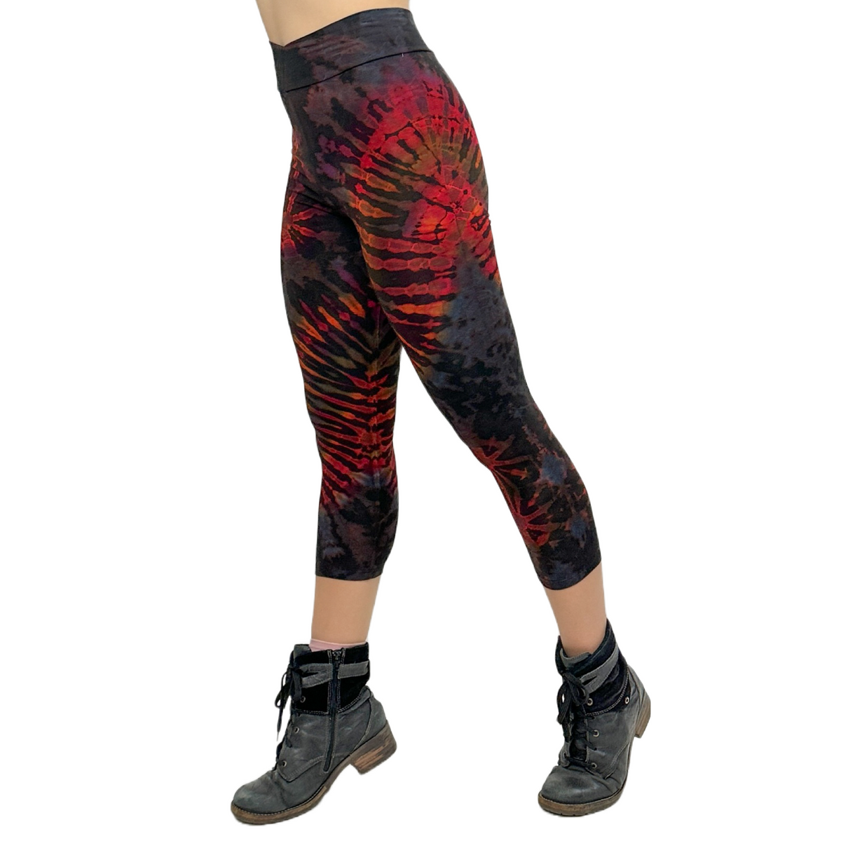 Full Tie-Dye Capri Length Rayon Leggings